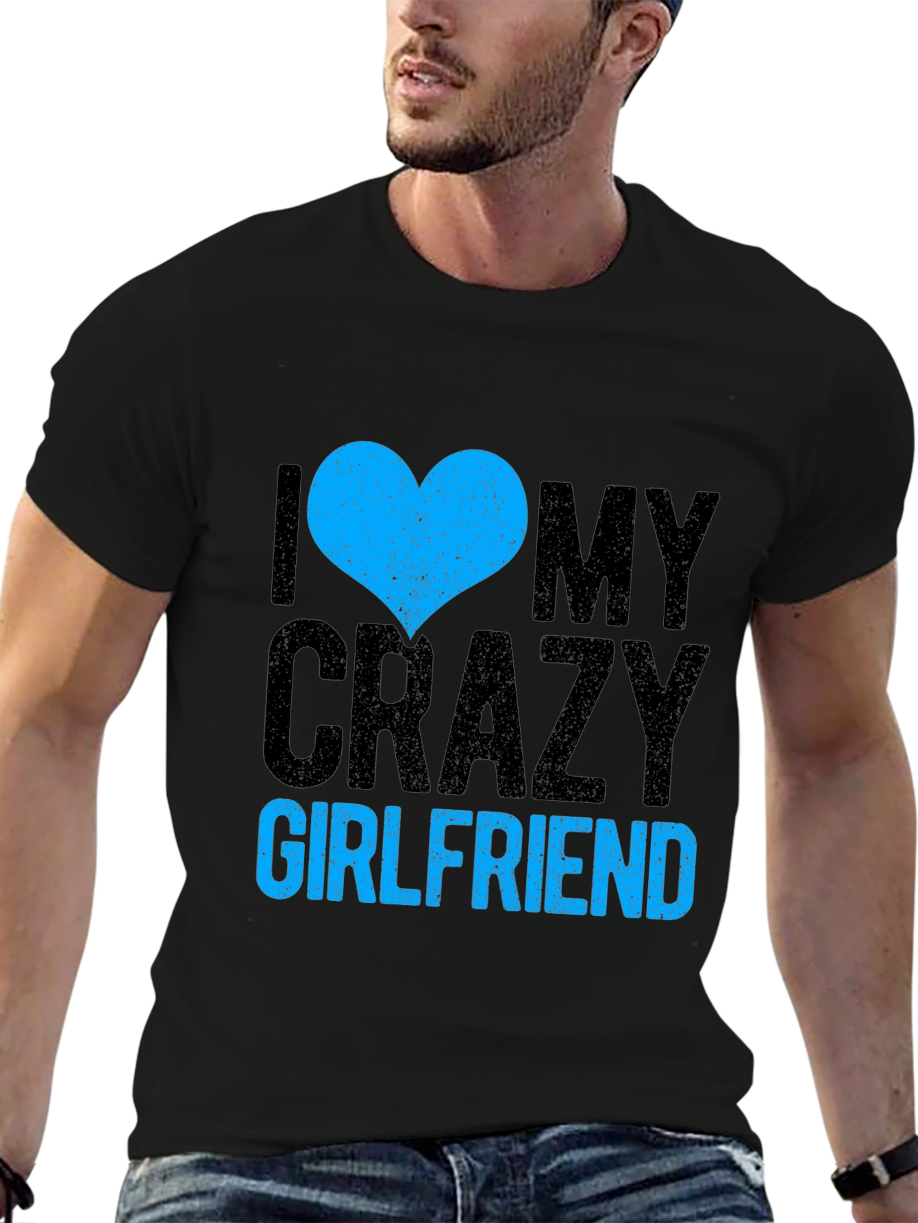 Black I Heart My Crazy Girlfriend - Novelty T-Shirt view 6