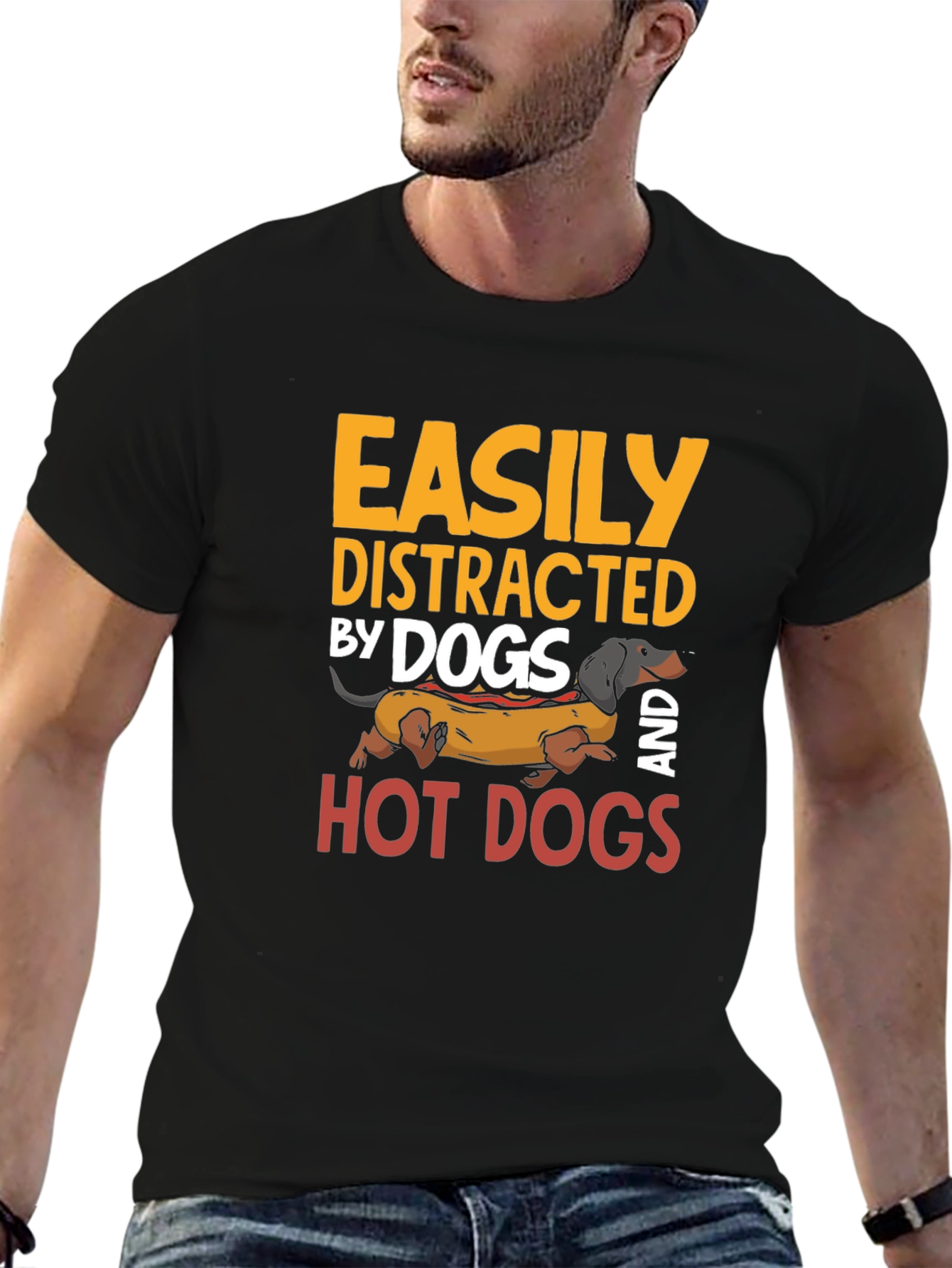 Easily Distracted By Dogs and Hot Dogs T-Shirt - 6