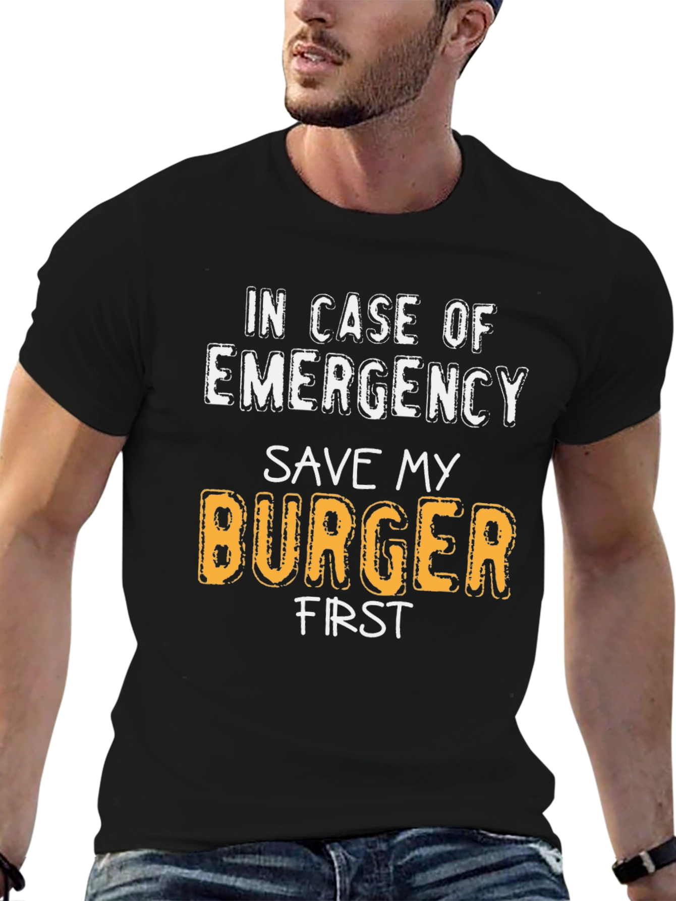 Black Save My Burger First T-Shirt view 6