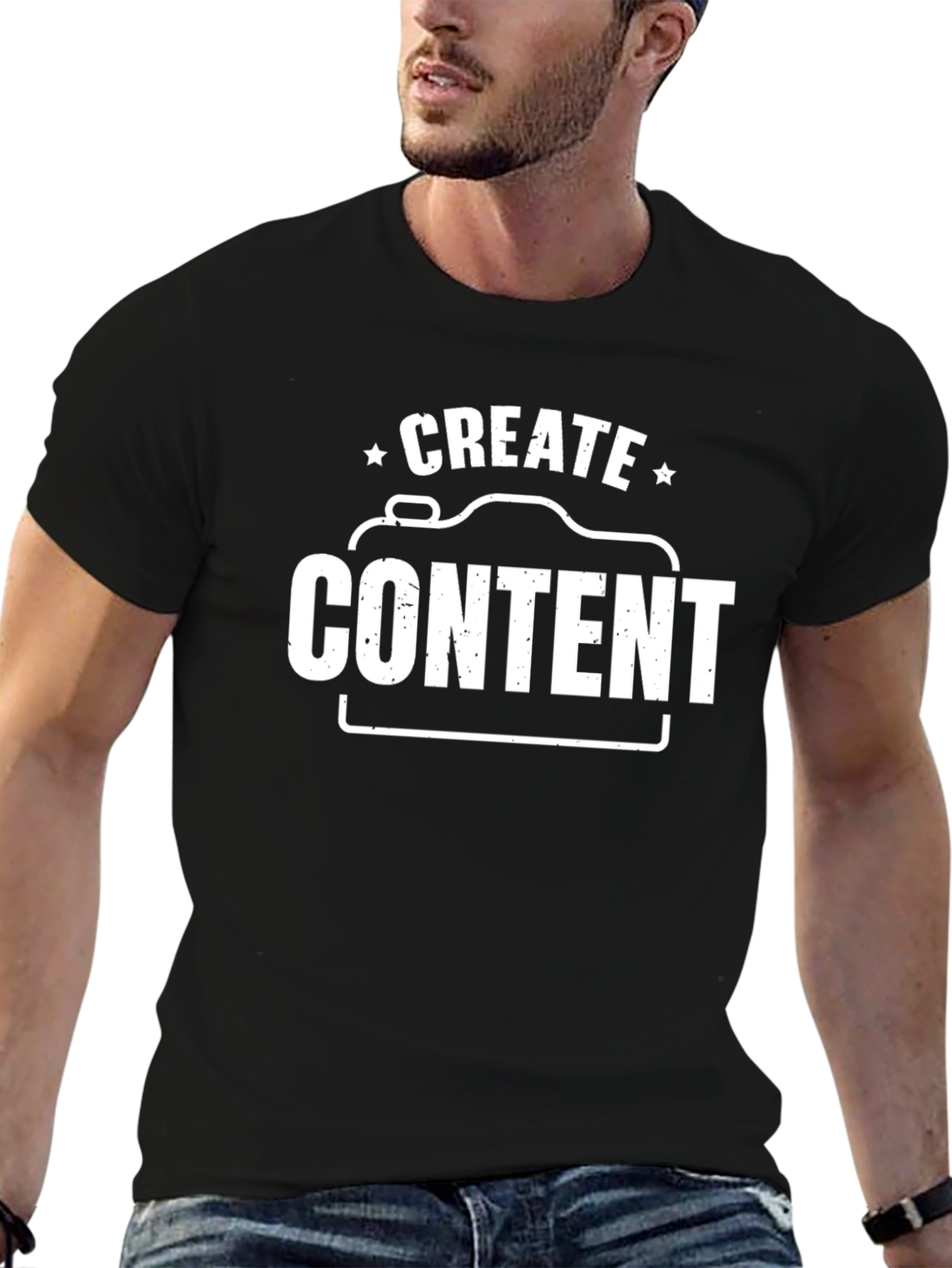 Black Create Content T-Shirt - Photographer Shirt view 6