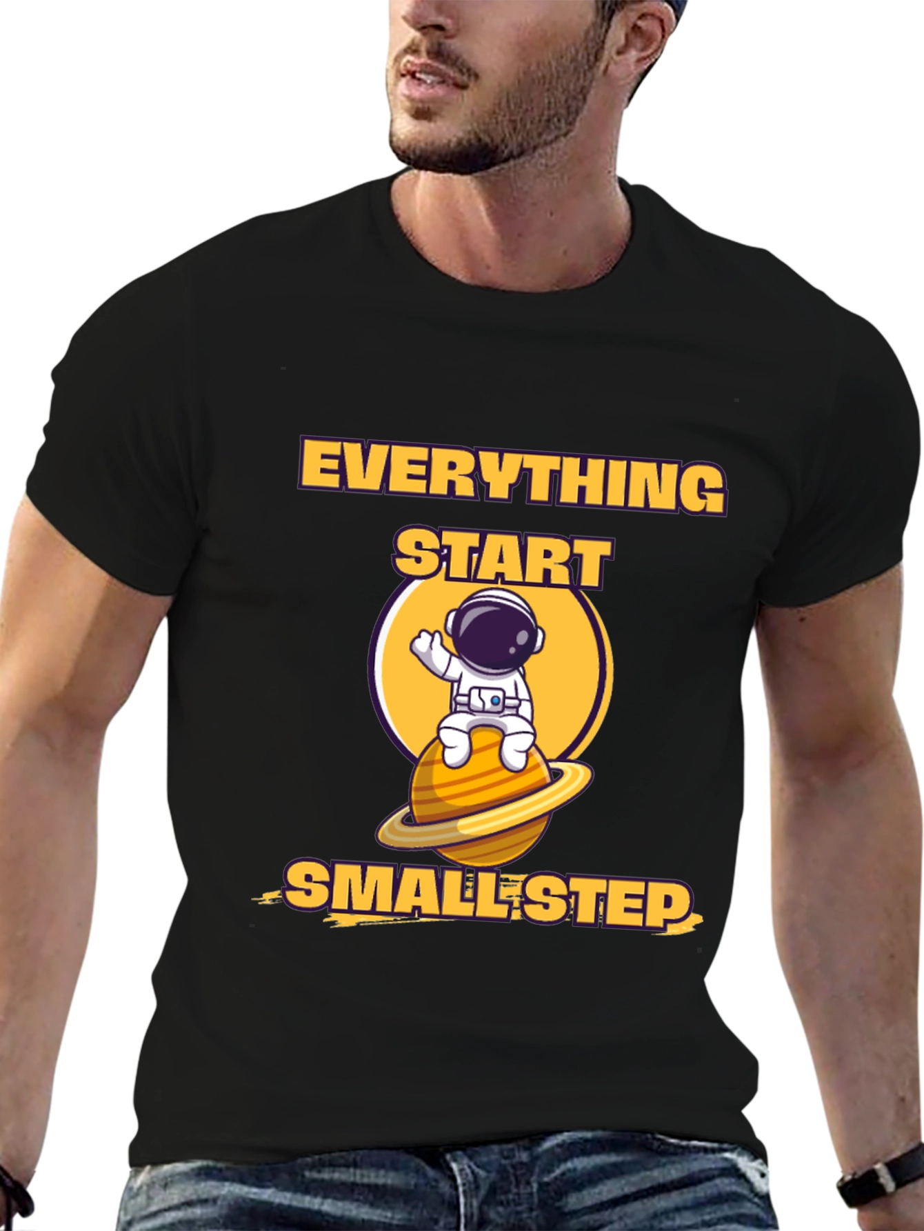 Black Everything Starts Smallest Step T-Shirt view 6