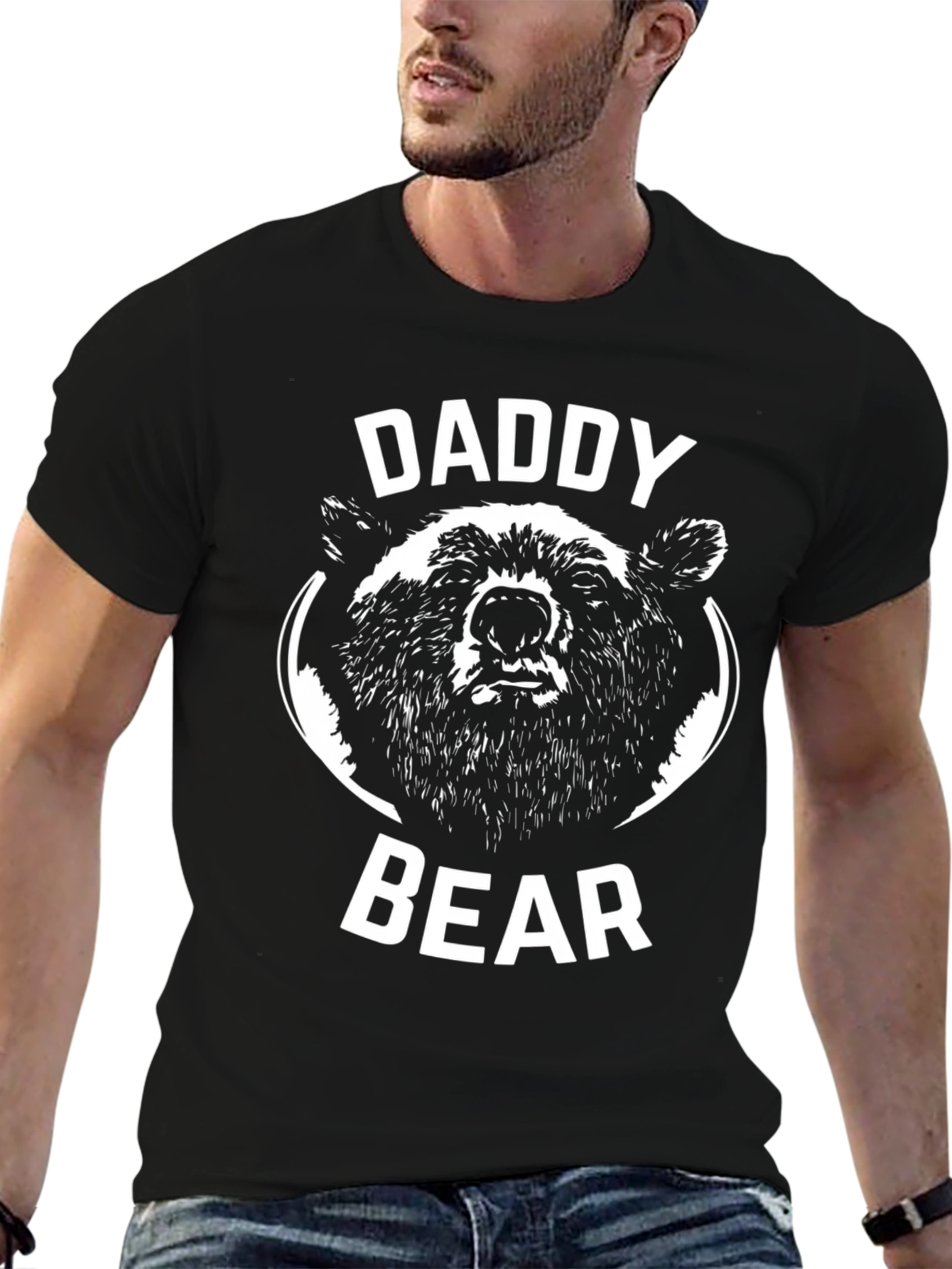 Black Daddy Bear Black T-Shirt - Graphic Tee view 6