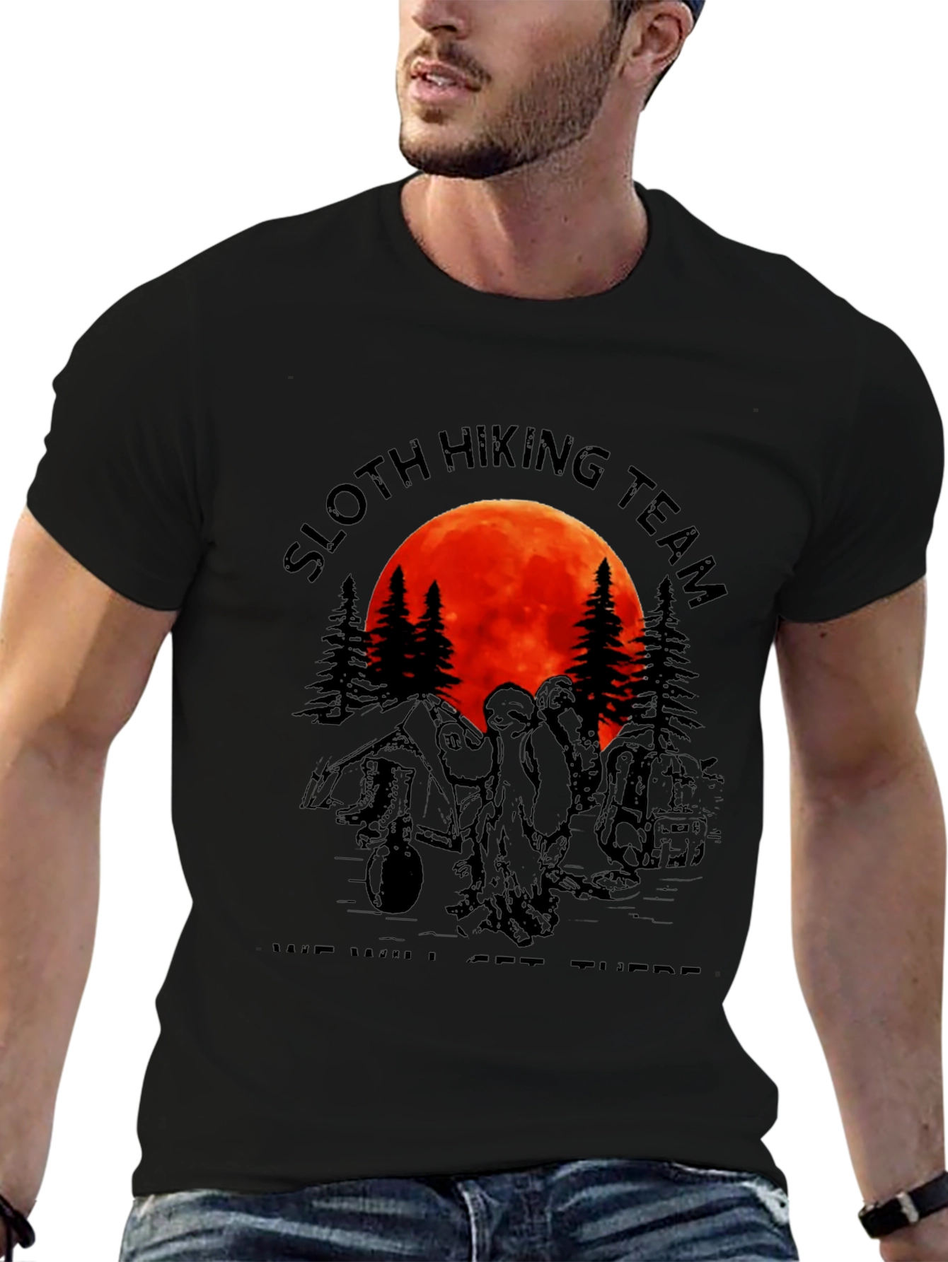 Black Sloth Hiking Team Graphic Tee - "We Will Get There" T-Shirt view 6