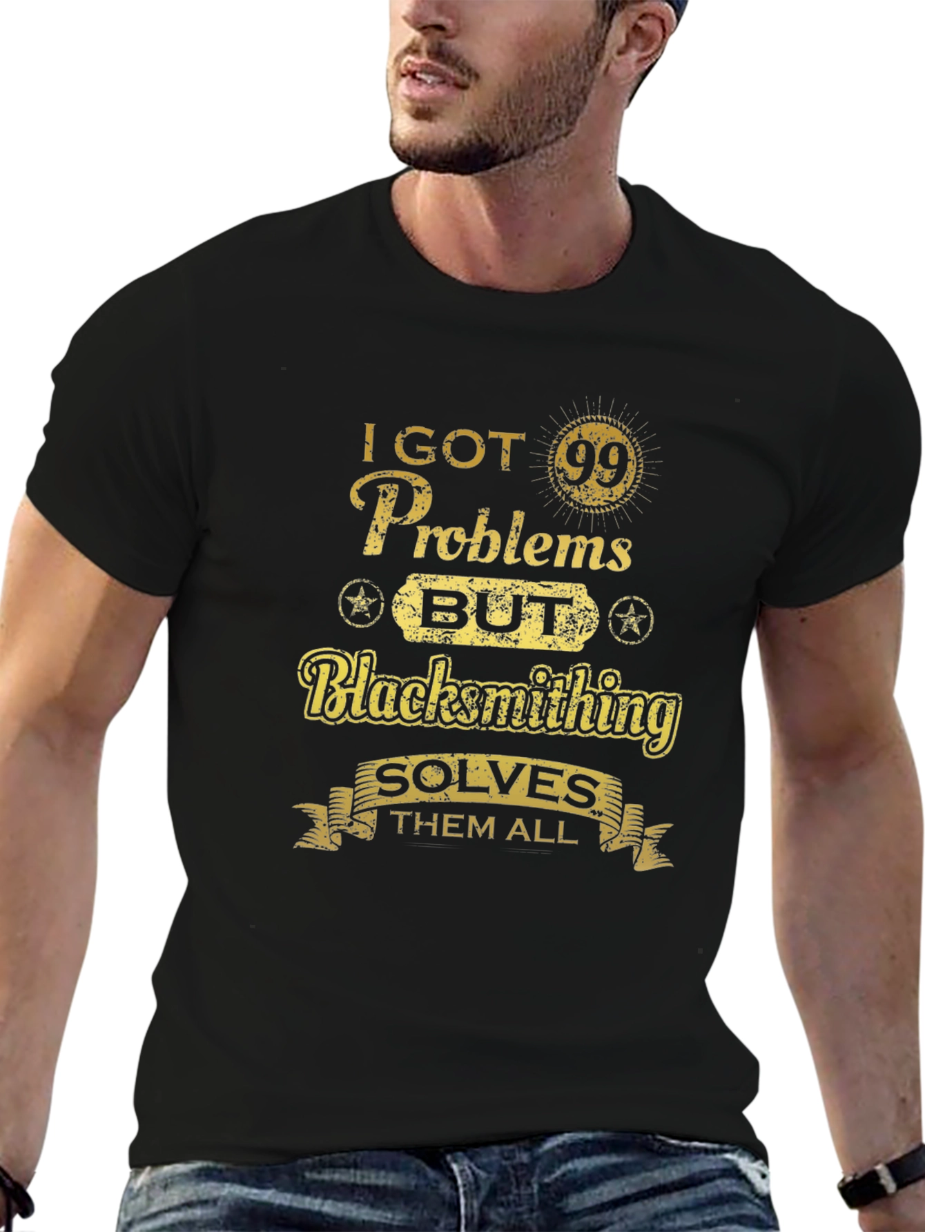 Black Blacksmithing Problems Solved Black T-shirt view 6