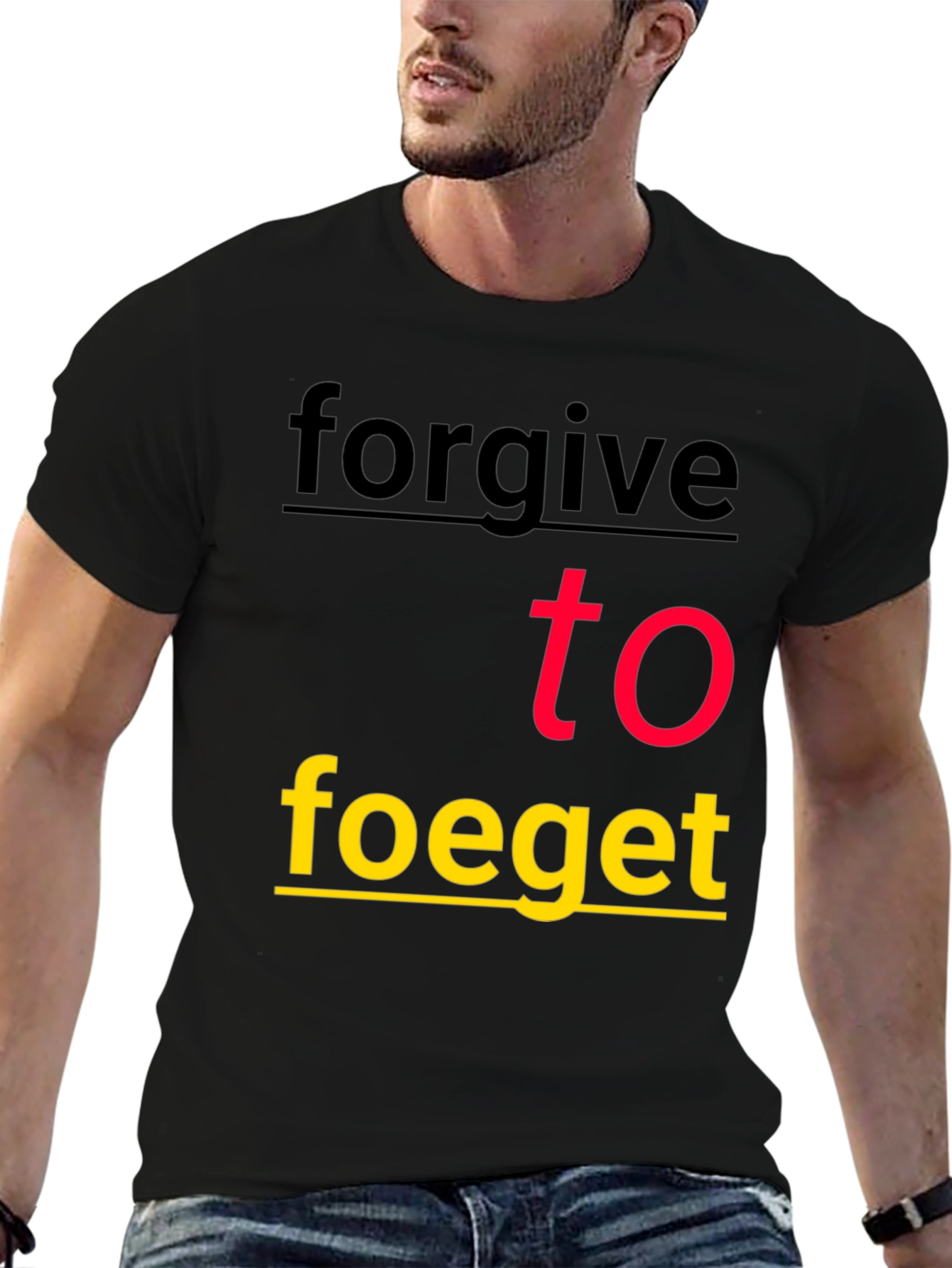 Black Forgive To Forget Graphic Tee - Stylish Black T-Shirt view 6