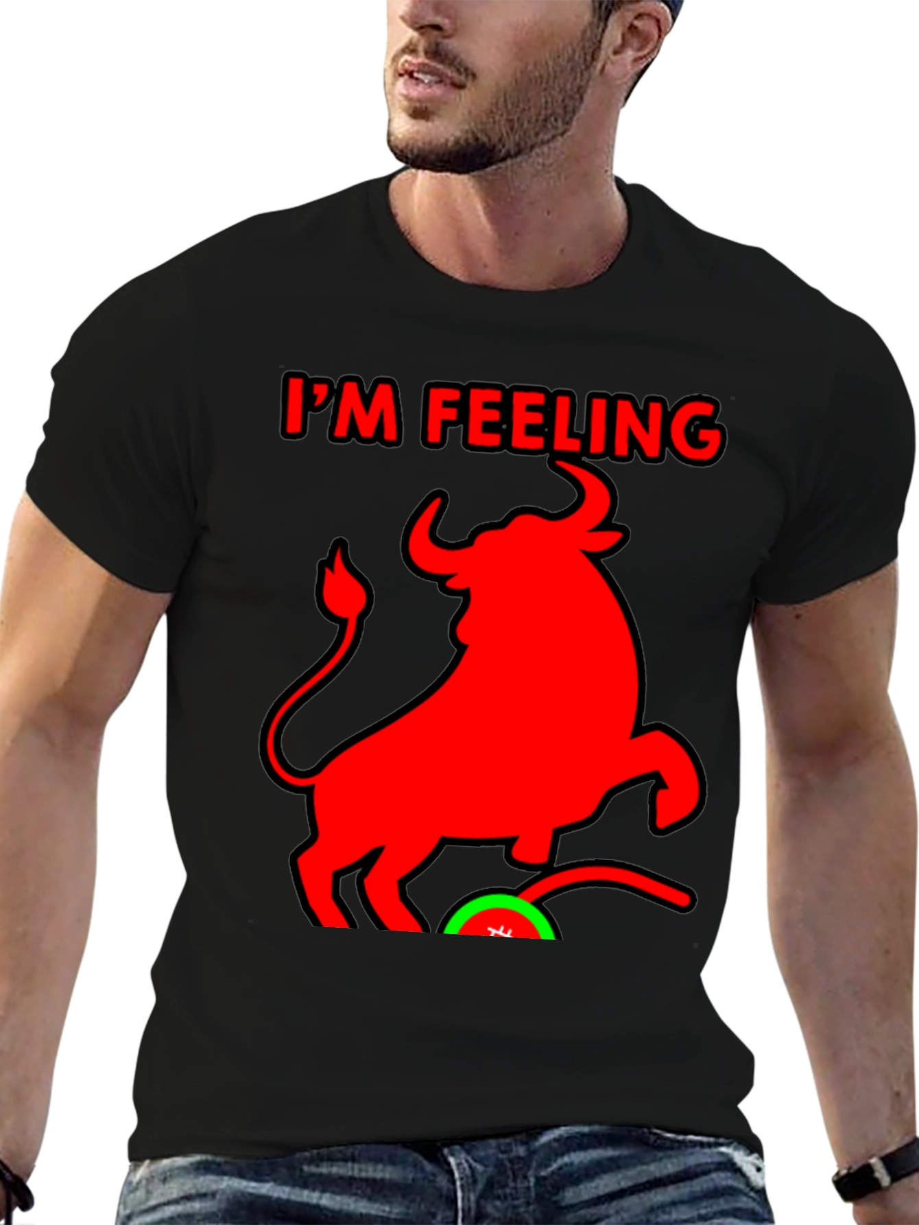 Black I'm Feeling Bullish Black T-Shirt view 6