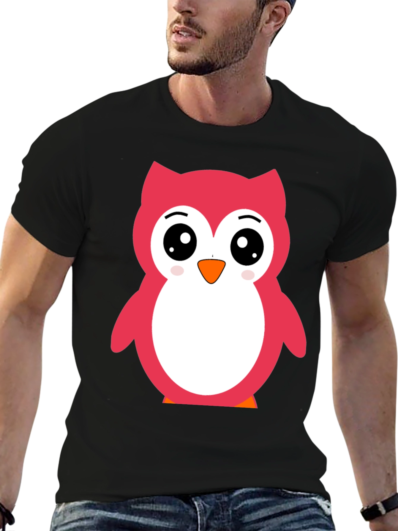 Black Cute Owl Graphic Tee - Soft Cotton Comfort view 6