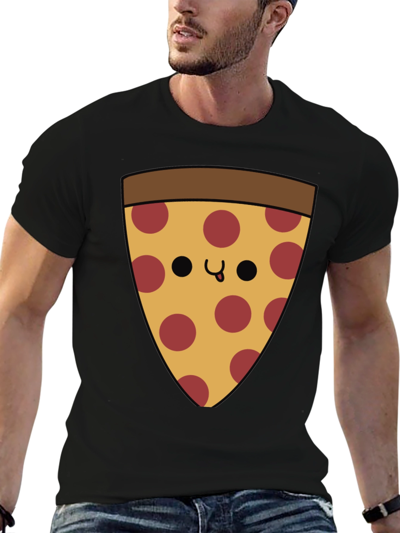 Black Pizza Slice Graphic T-Shirt - Casual Comfort view 6