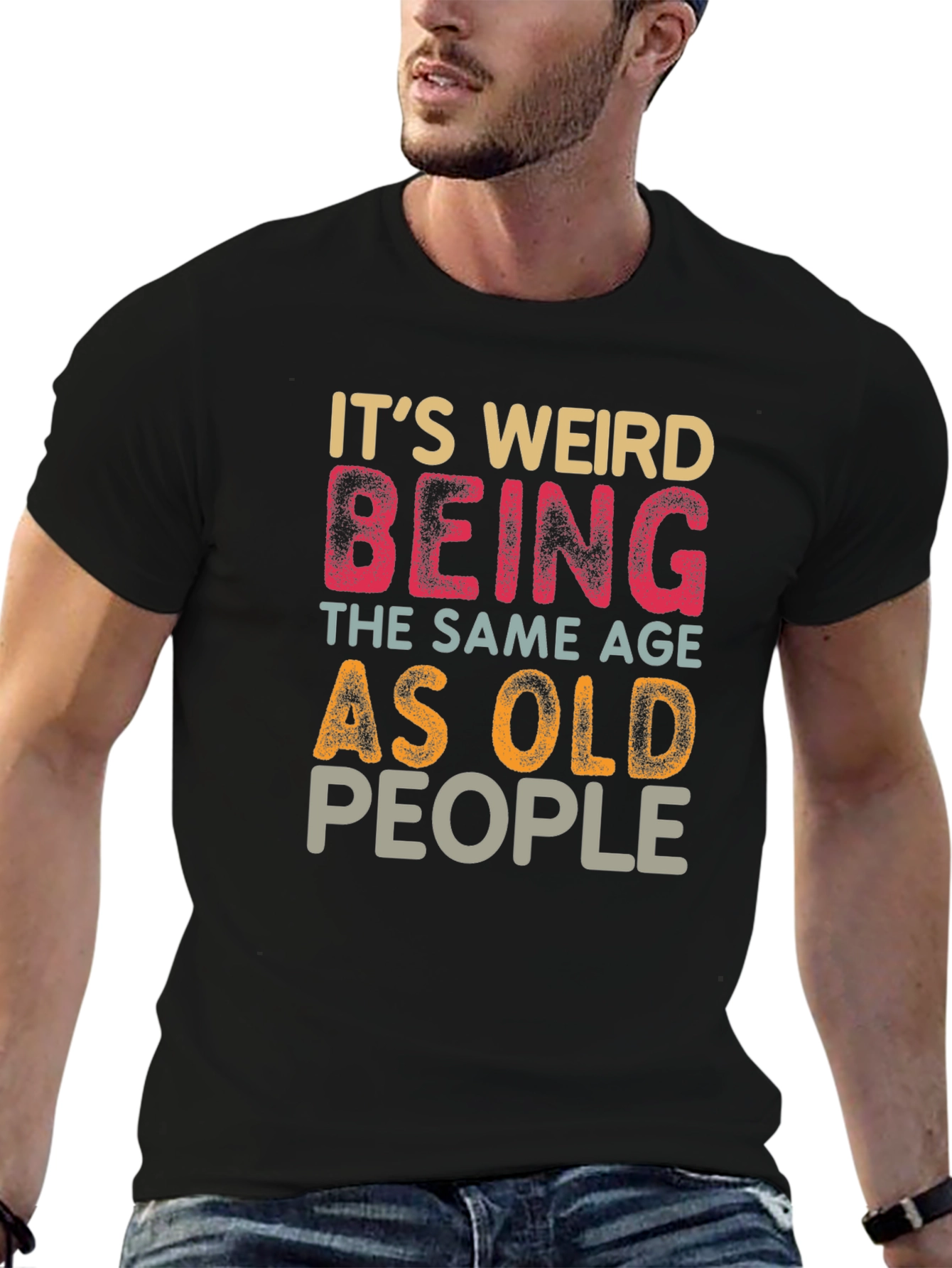 Black Funny 'Same Age as Old People' Graphic T-Shirt view 6