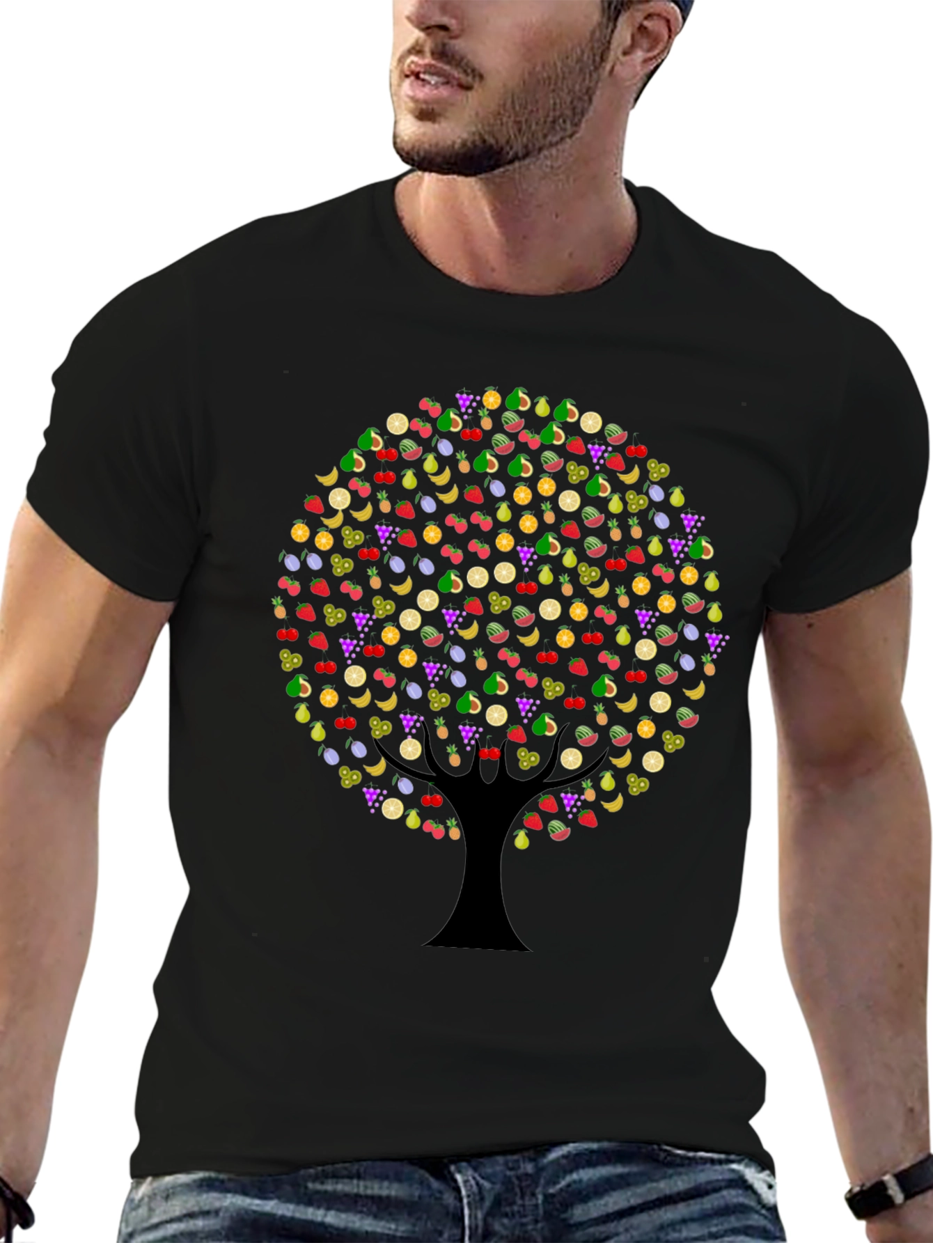 Black Fruit Tree Graphic Tee - Unique Design view 6