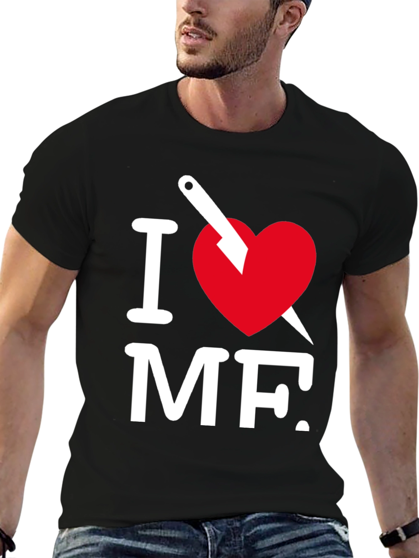 Black I Heart MF Graphic Tee - Black Crew Neck T-Shirt view 6