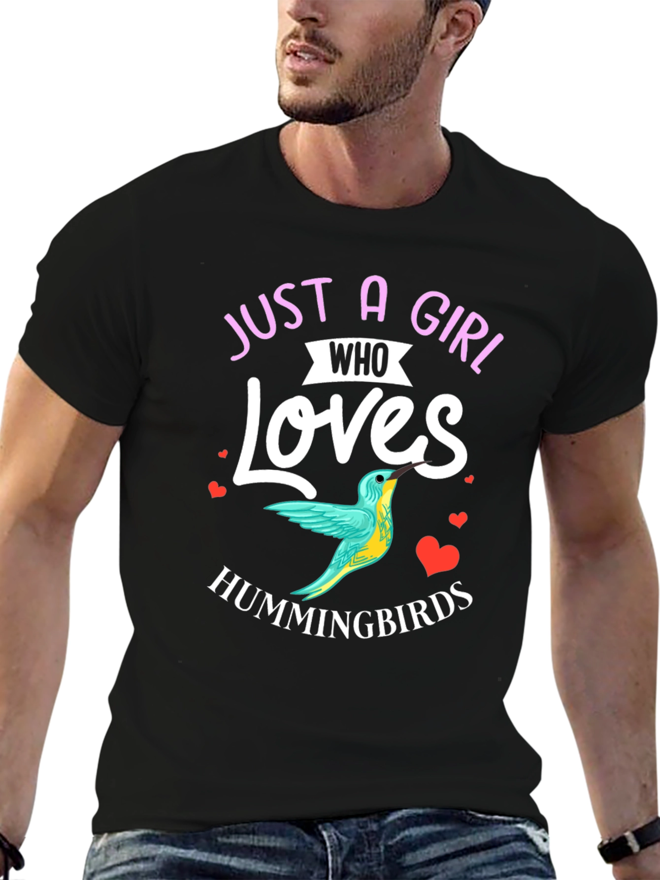 Black Hummingbird Lover T-Shirt - Just A Girl Who Loves Hummingbirds view 6