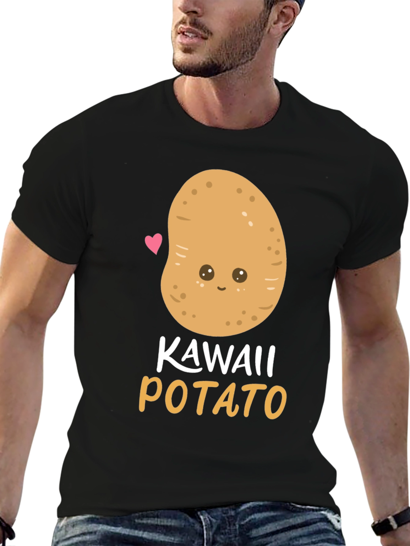 Black Kawaii Potato Graphic Tee - Unisex Comfort view 6