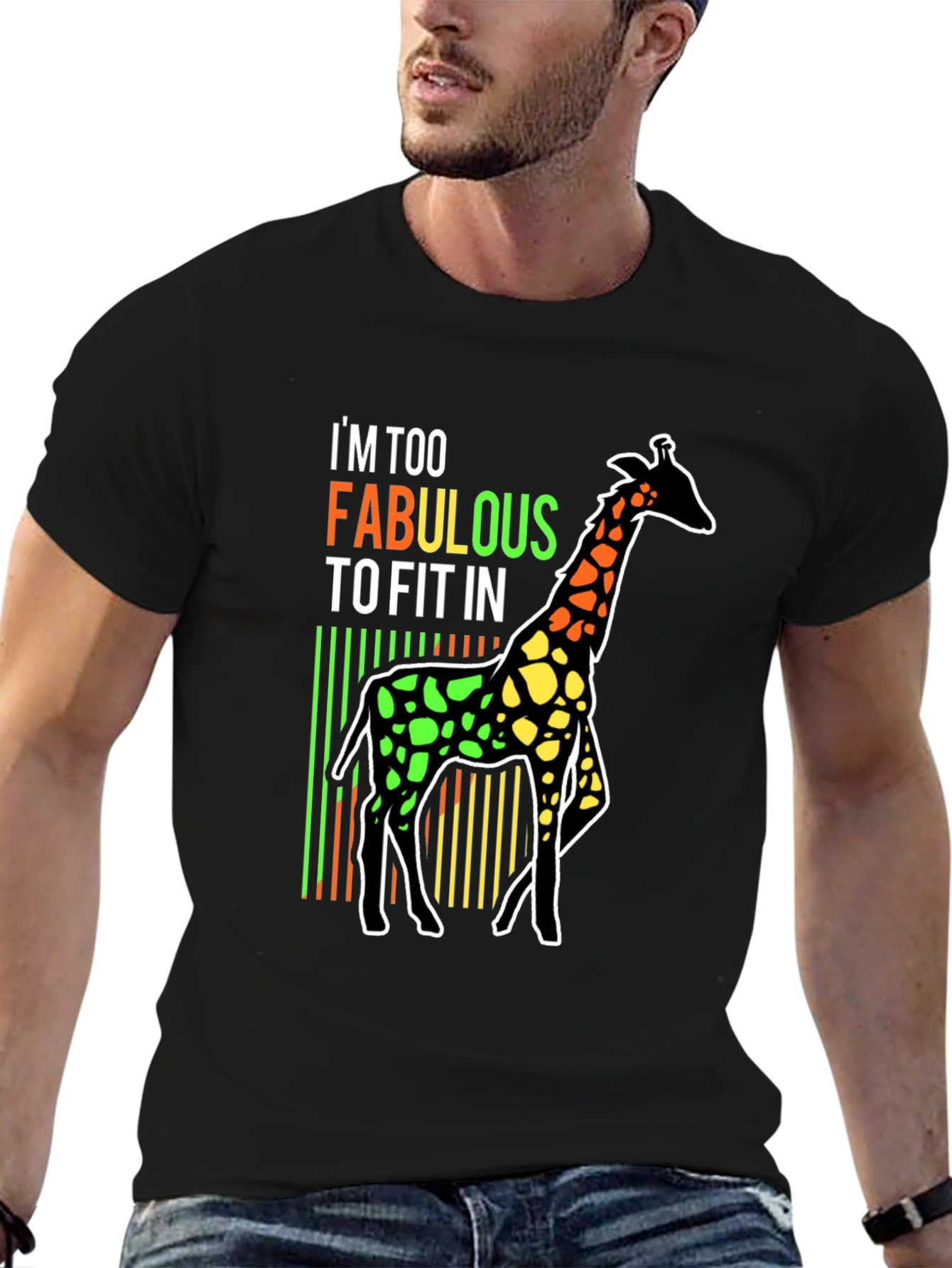Black Fabulous Giraffe T-Shirt - Unique Design view 6