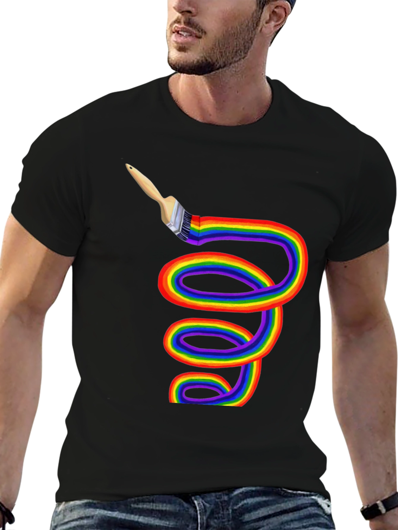 Rainbow Paintbrush Tee - Artistic Expression - 6