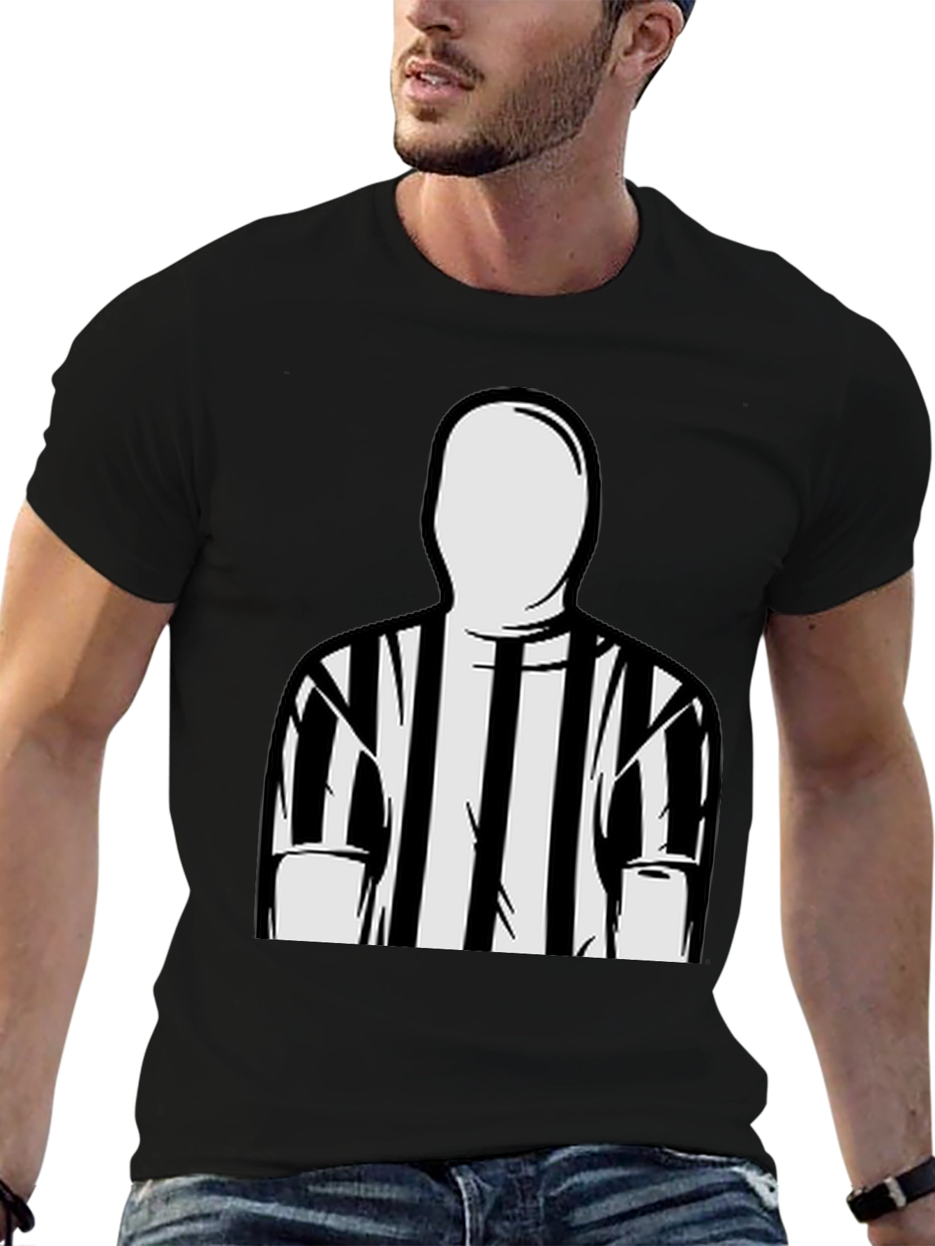 Black Referee Striped T-Shirt view 6