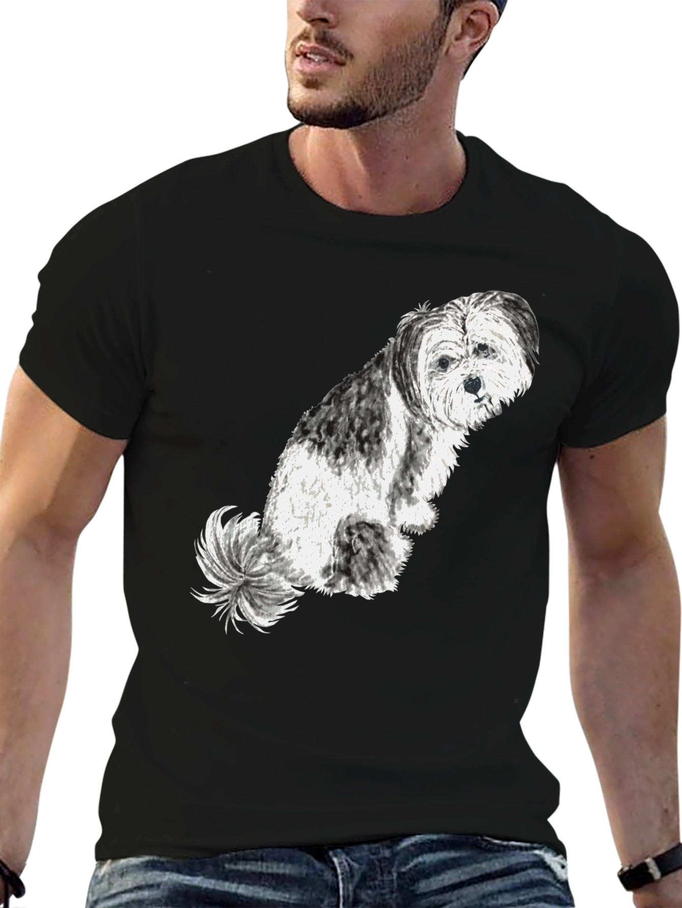 Black Dog Lover Tee - Cute Shih Tzu Graphic T-Shirt view 6