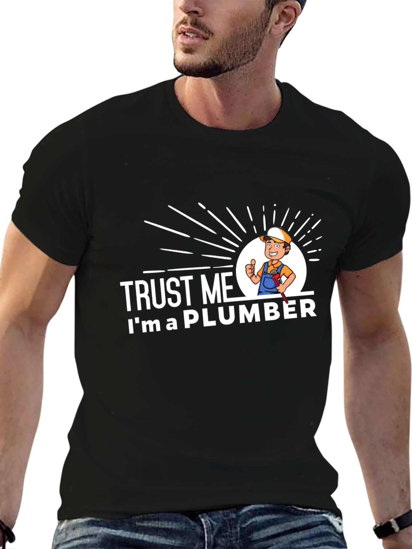 Black Trust Me I'm A Plumber Graphic T-Shirt view 6