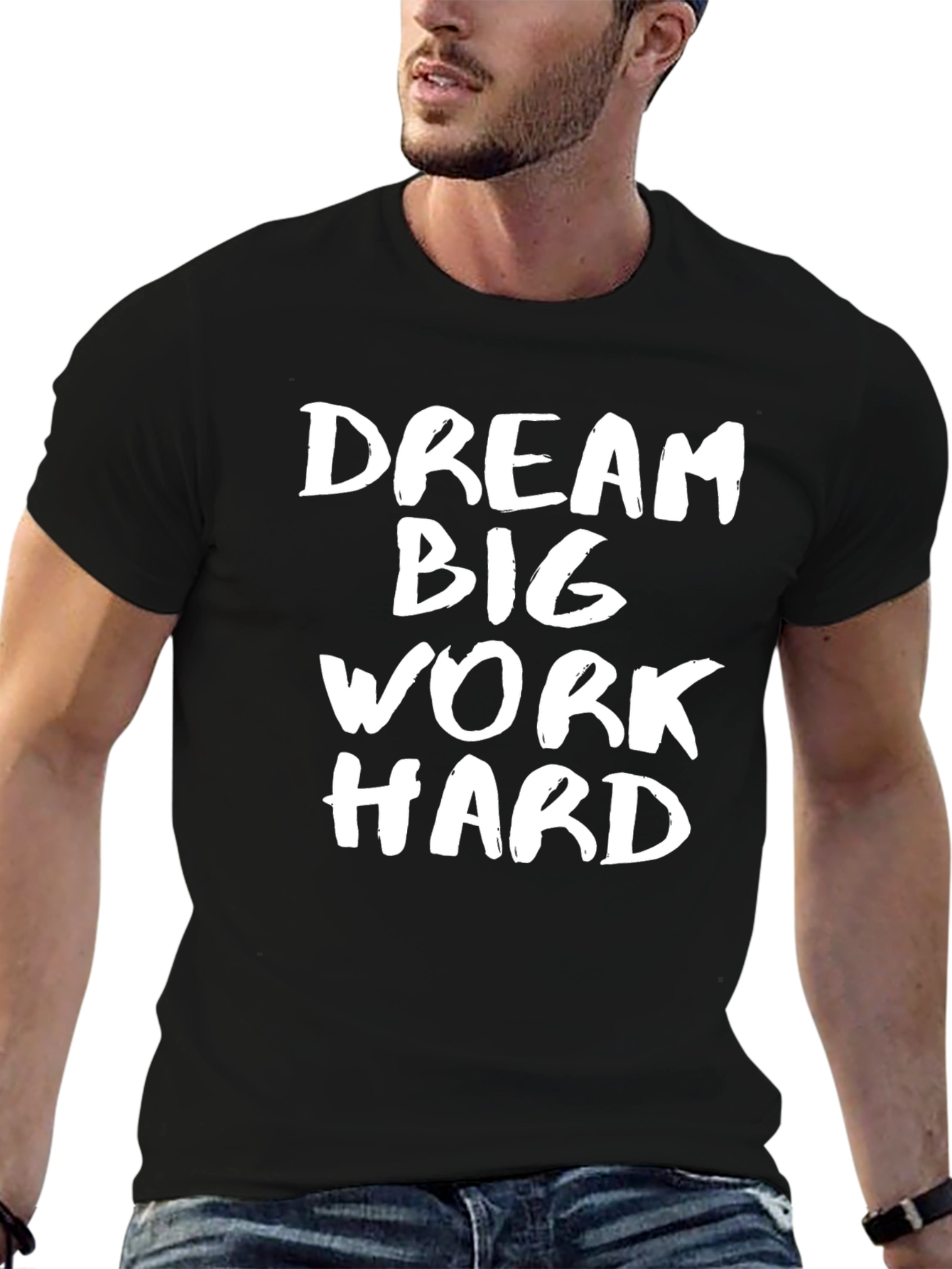 Black Dream Big Work Hard Graphic Tee view 6