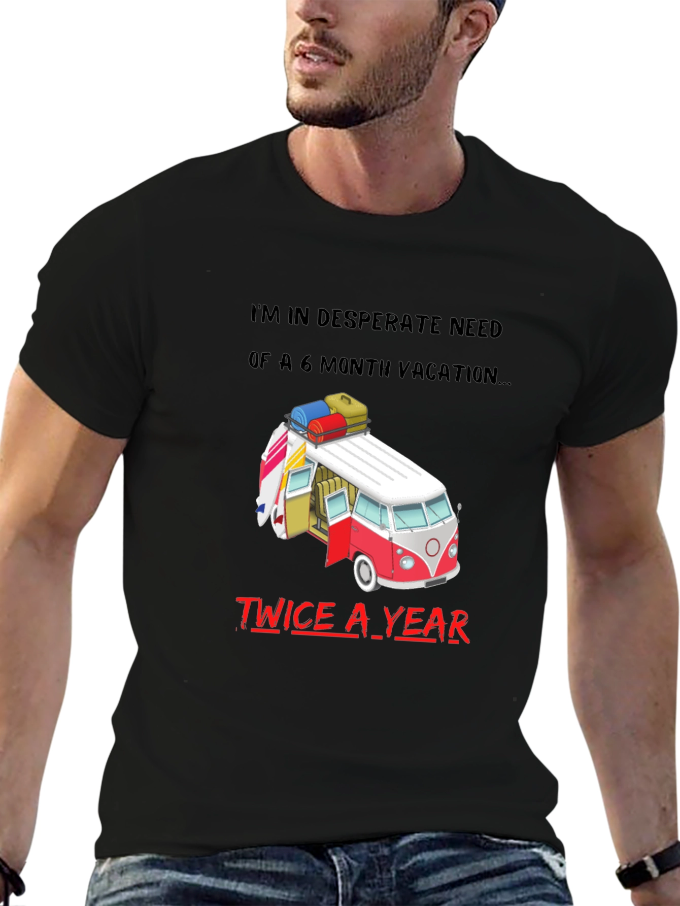 Black Vacation Needed Graphic Tee - Beach Lover T-Shirt view 6