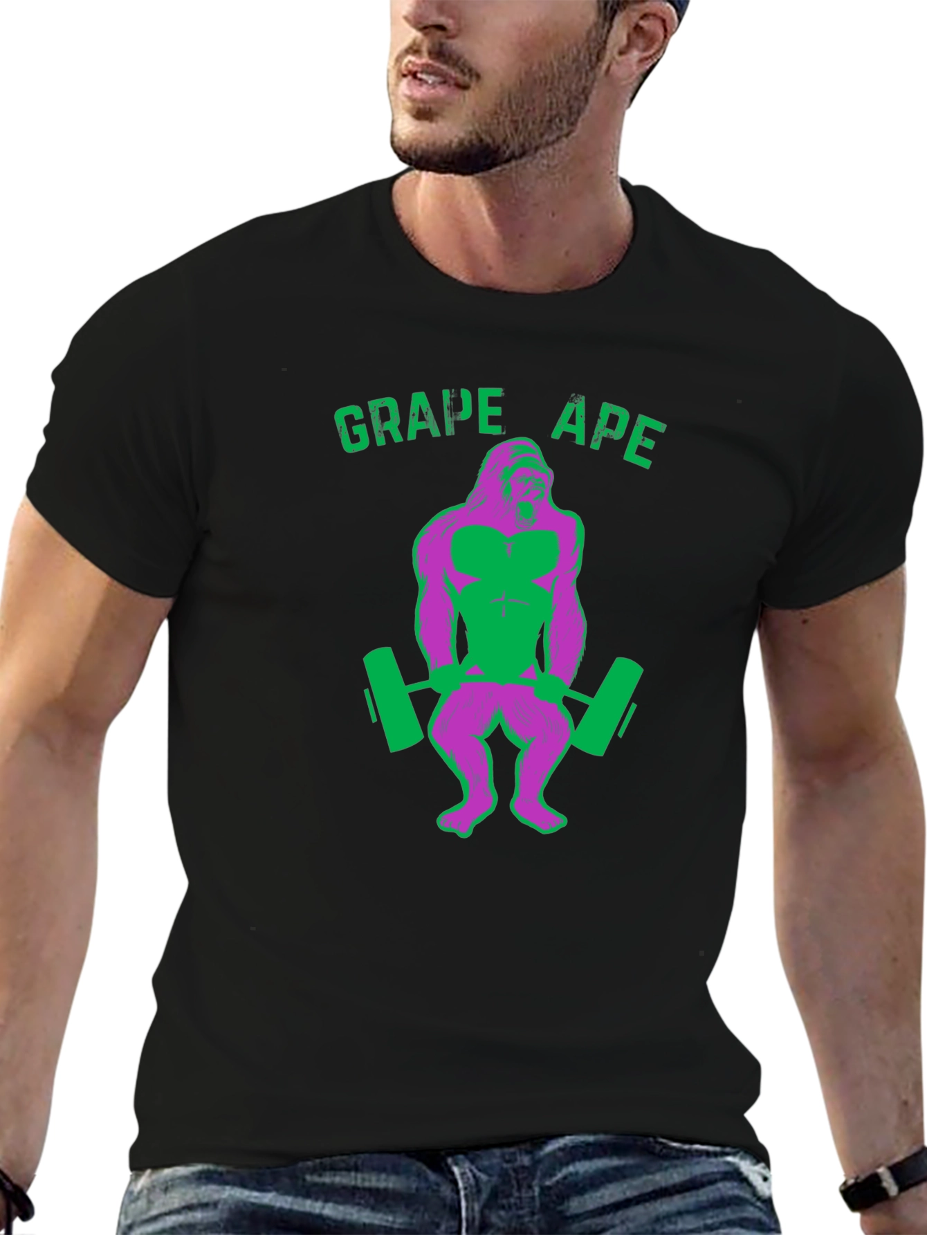 Black Grape Ape Gym T-Shirt - Funny Workout Shirt view 6
