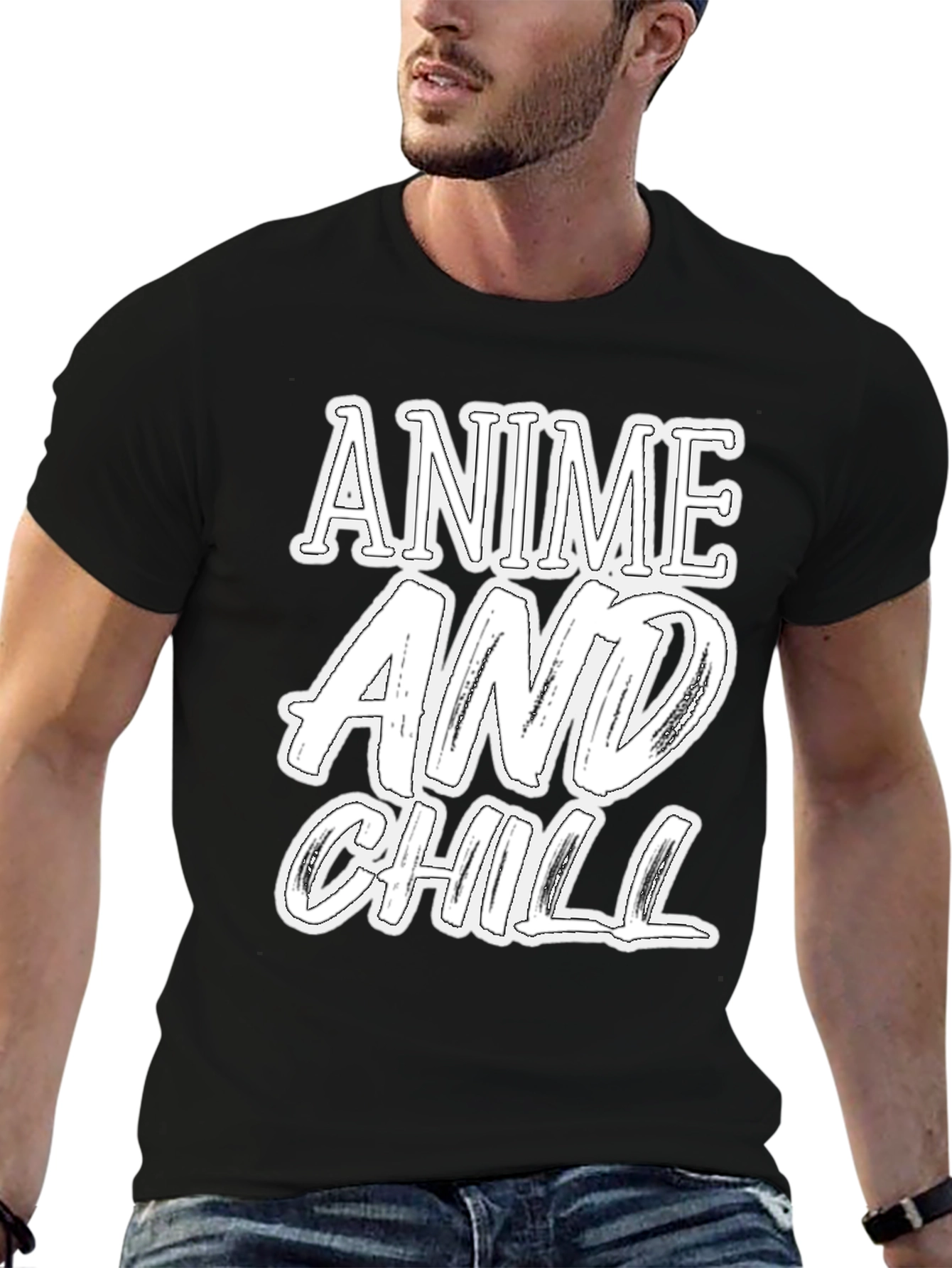 Black Anime and Chill Graphic T-Shirt view 6