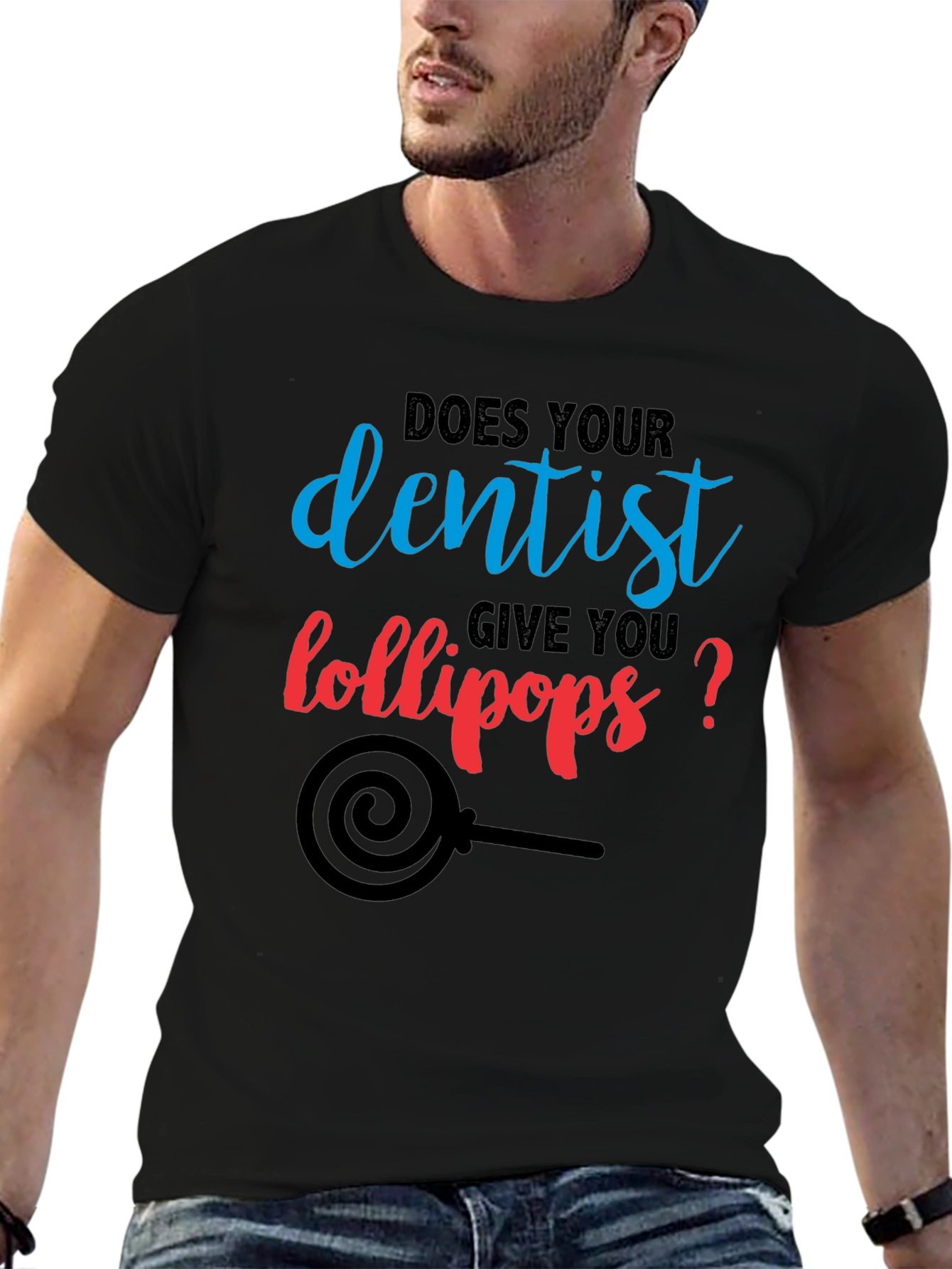 Black Dentist Lollipop T-Shirt - Funny Dental Humor Tee view 6