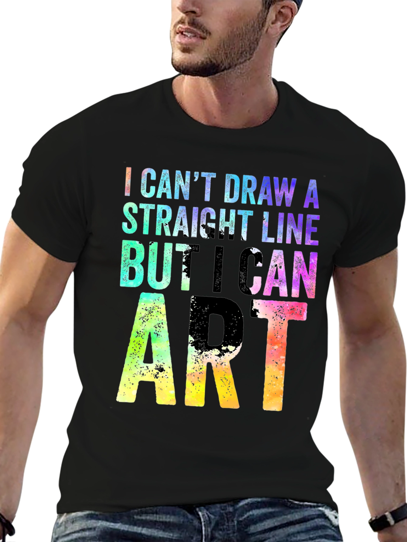 Black I Can't Draw A Straight Line But I Can Do Art T-Shirt view 6