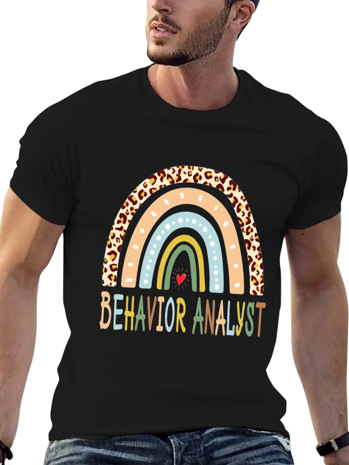 Black Behavior Analyst Rainbow Graphic Tee view 6