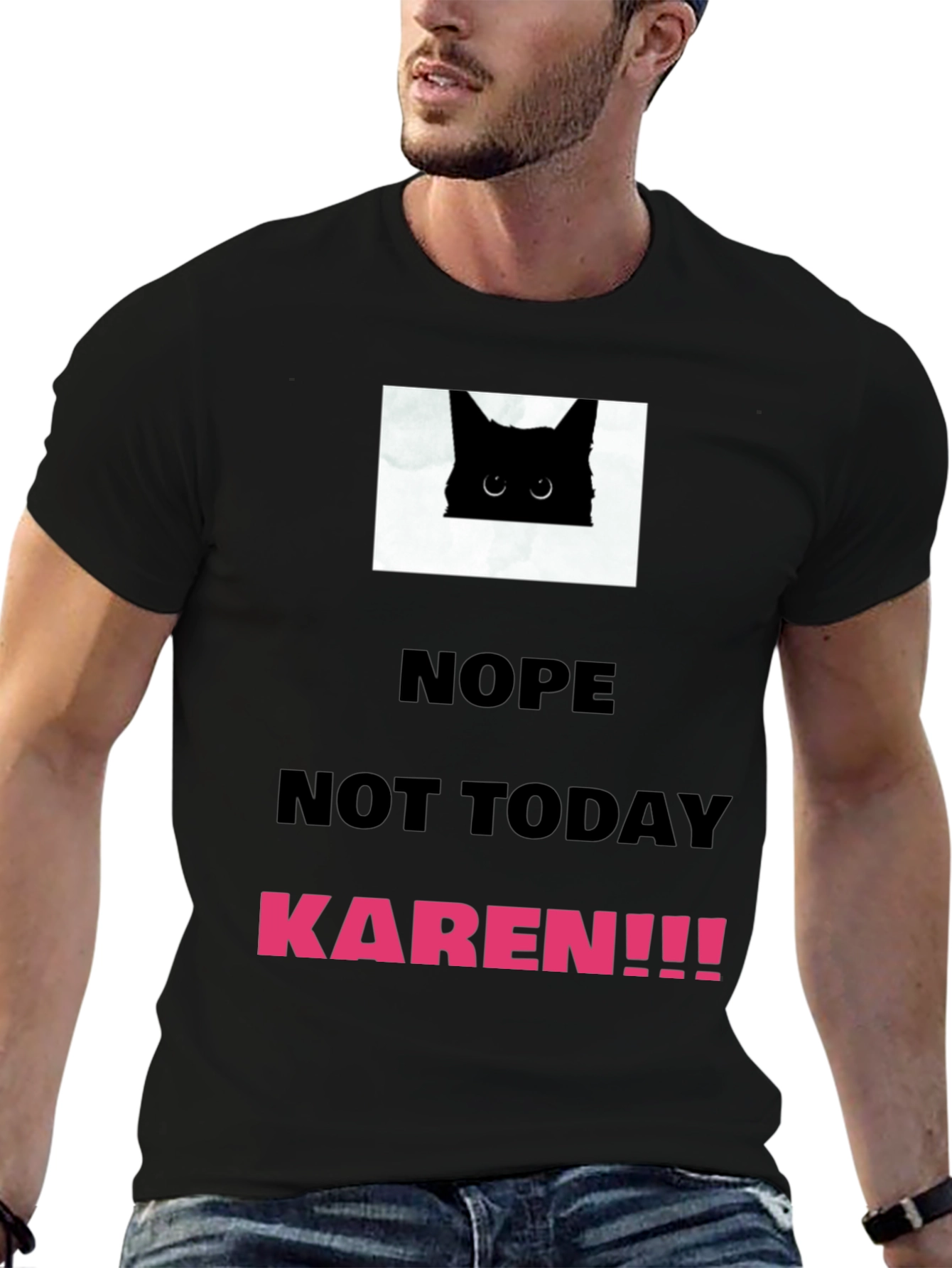 Black Nope Not Today Karen T-Shirt view 6