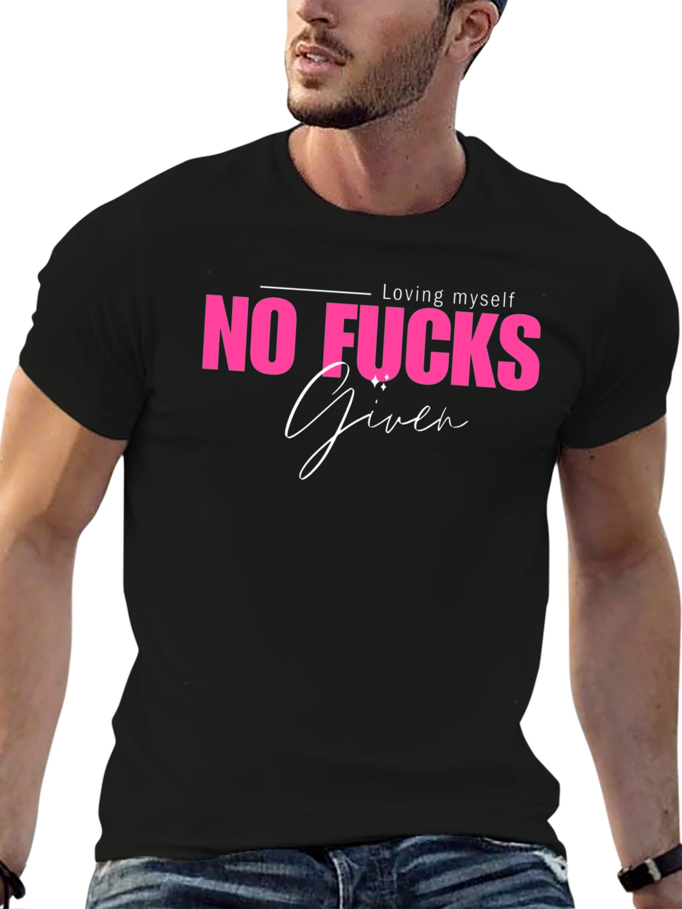 Black No Fucks Given Graphic Tee - Black Casual T-Shirt view 6