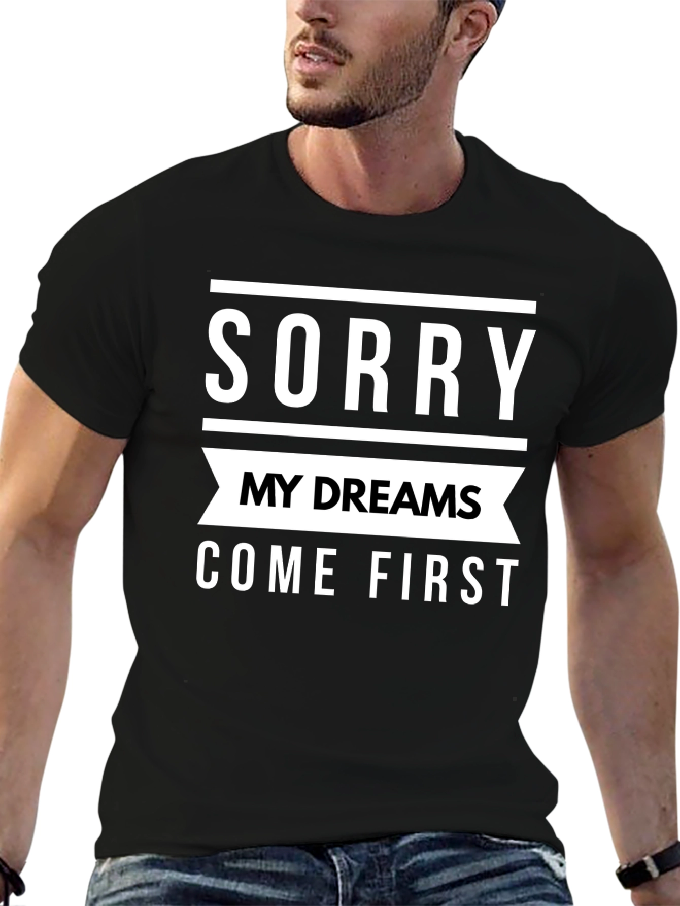 Black Sorry My Dreams Come First Graphic Tee view 6