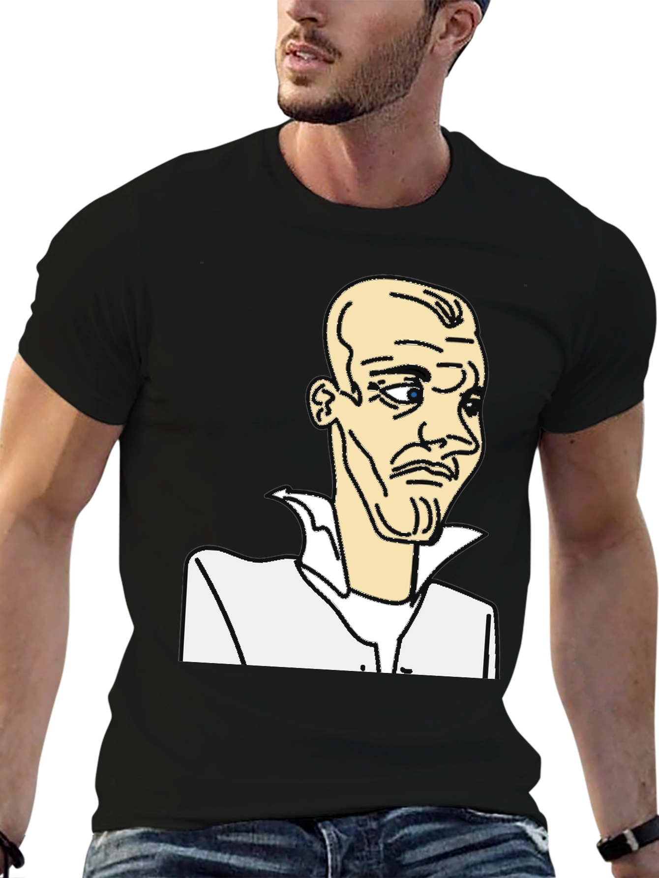 Black Cartoon Character Graphic Black T-Shirt view 6