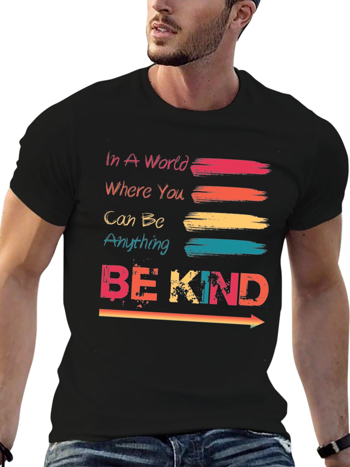 Black Be Kind T-Shirt - Trendy Graphic Tee for Positive Vibes view 6