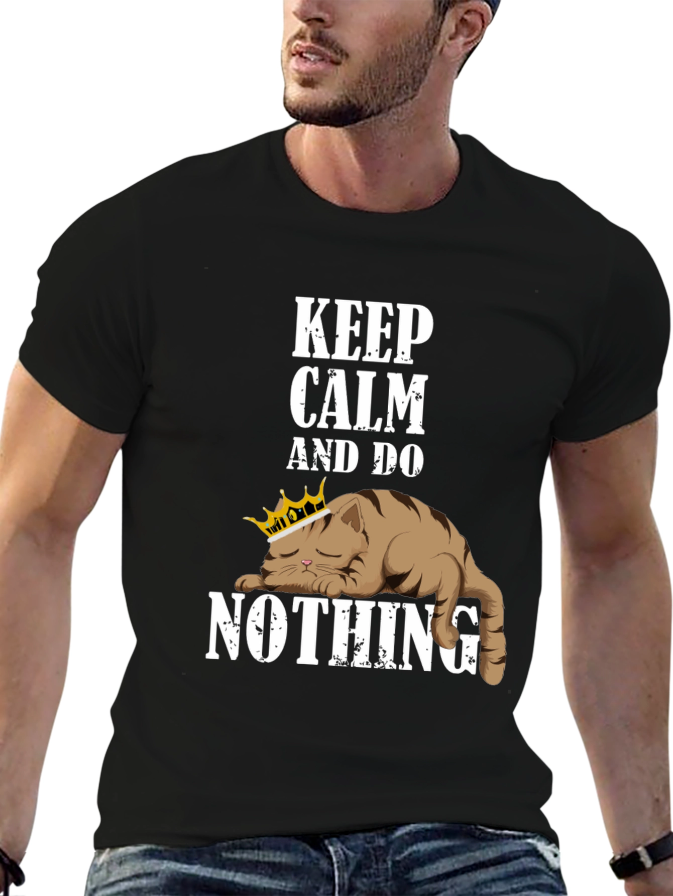 Black Keep Calm Cat T-Shirt view 6