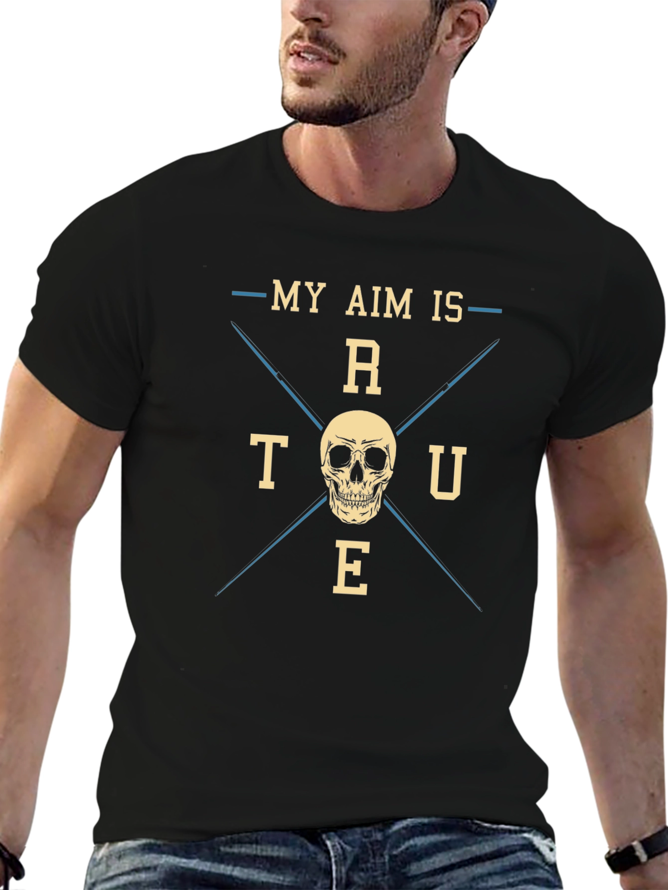 Black My Aim is True Skull Graphic Tee - Black view 6