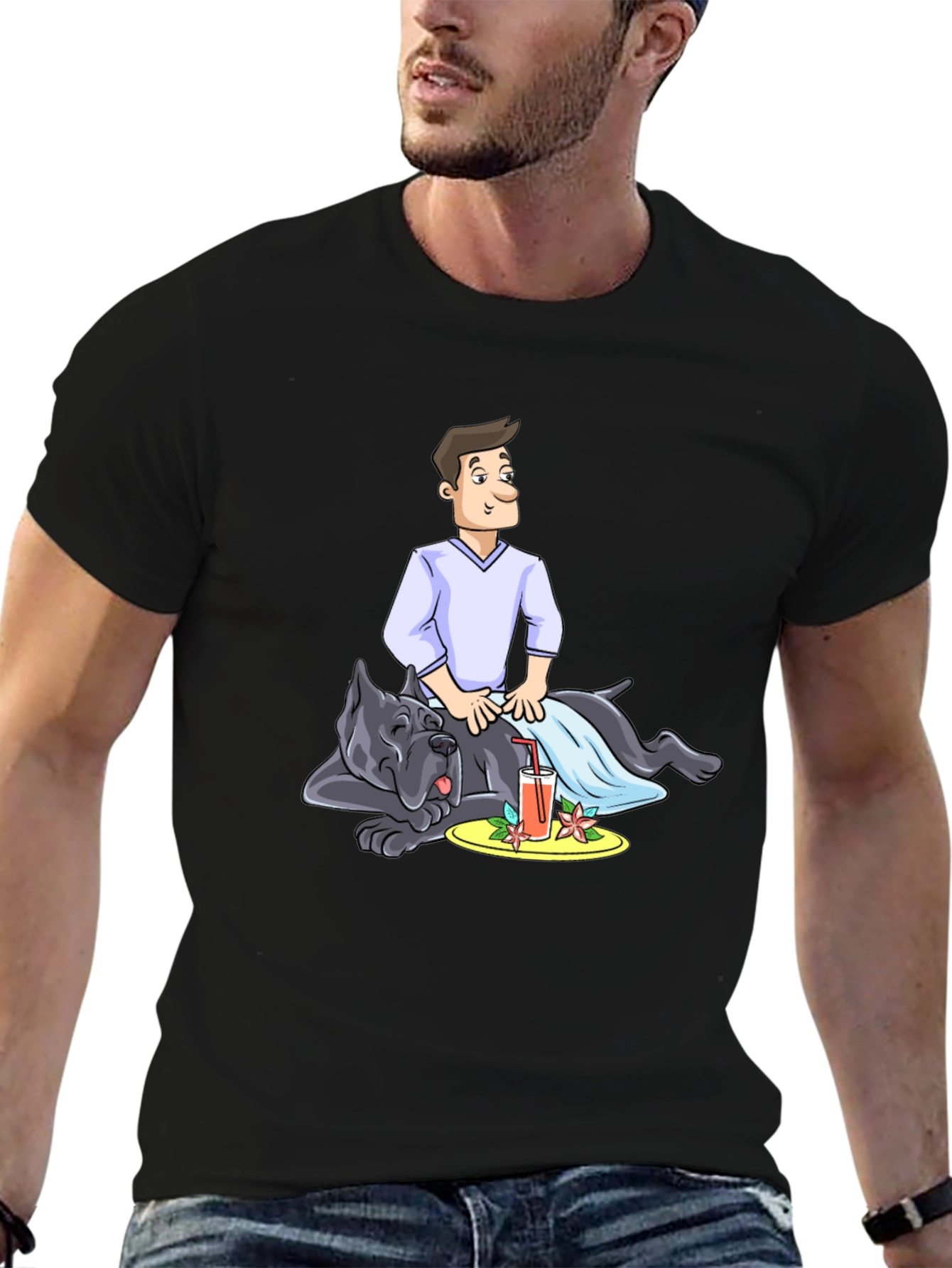 Black Relaxed Dog Massage T-Shirt view 6