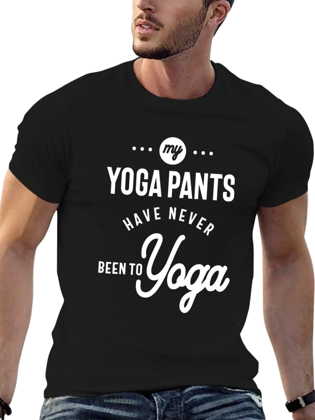 Black My Yoga Pants Funny Graphic Tee view 6
