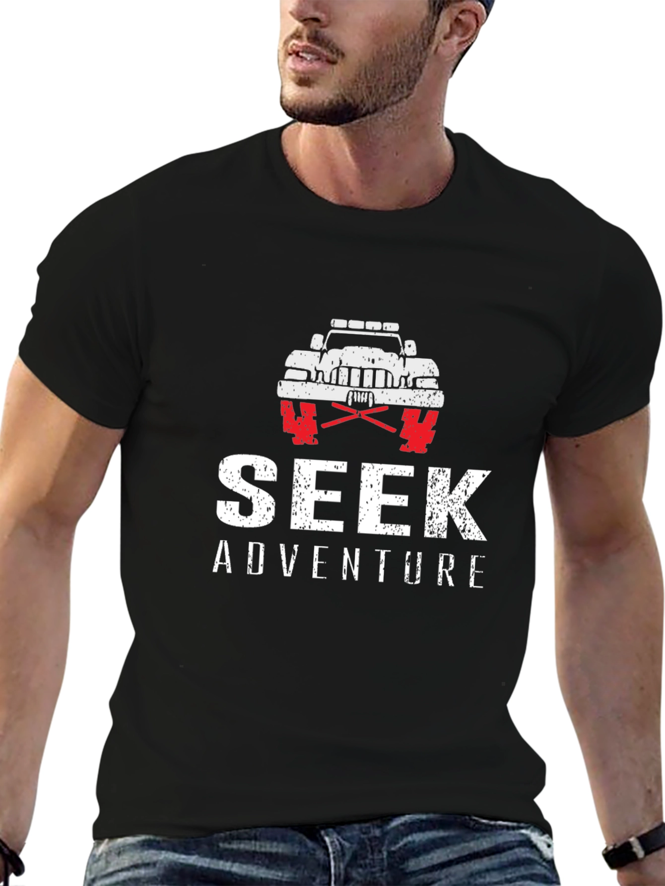 Black Seek Adventure Black Graphic T-Shirt view 6