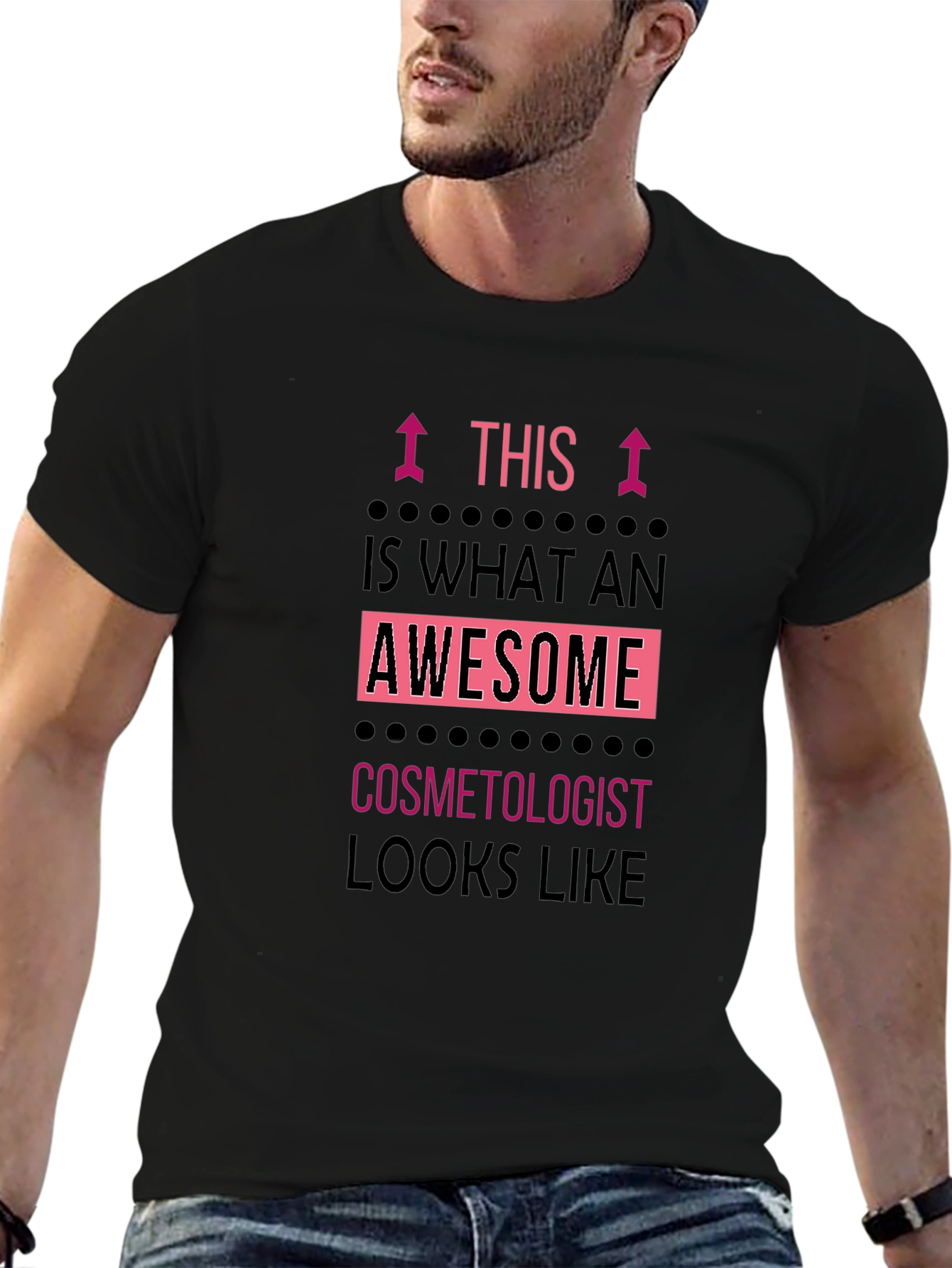 Black Awesome Cosmetologist T-Shirt, Black Graphic Tee view 6