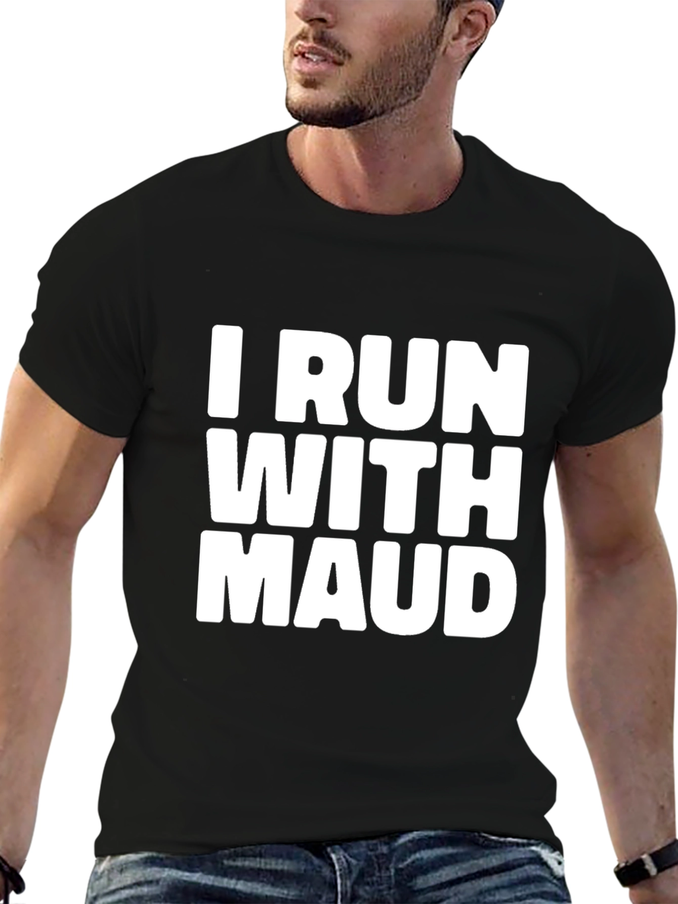 Black I Run With Maud Graphic T-Shirt - Black Cotton Blend view 6