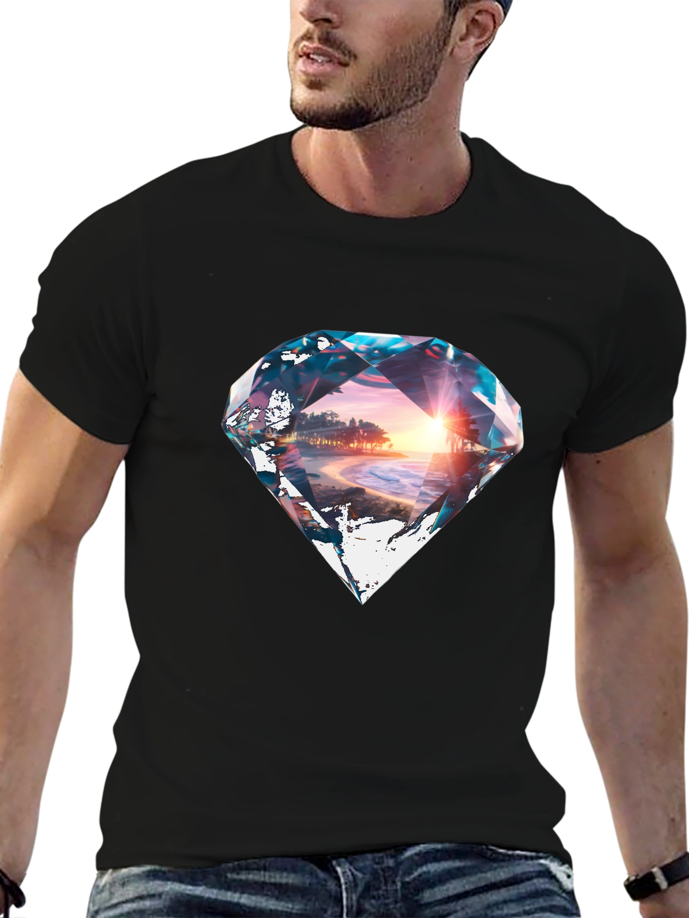 Black Diamond Beach Graphic Black T-Shirt view 6
