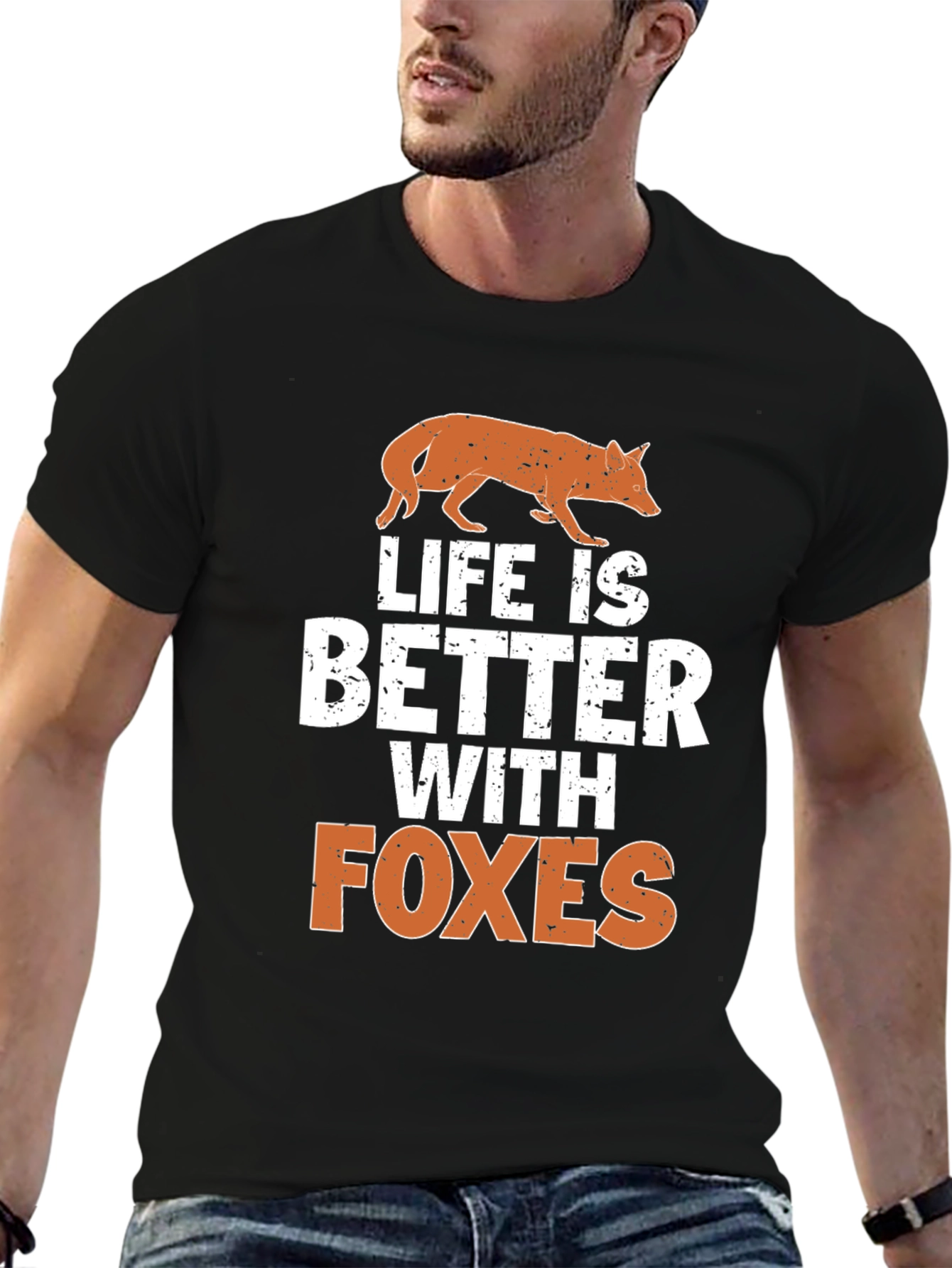 Black Life is Better with Foxes Graphic Tee - Black view 6