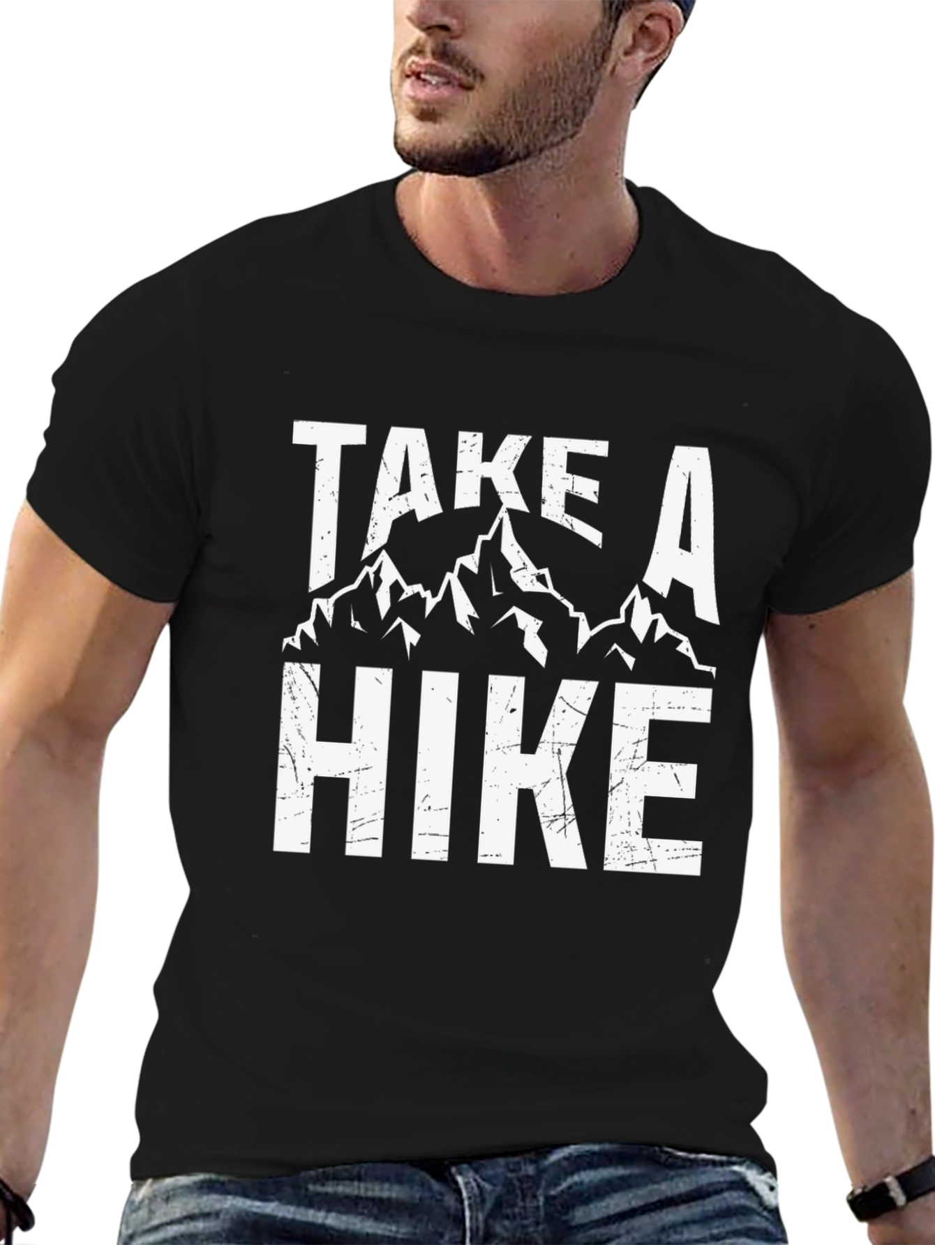 Black Take A Hike Graphic Tee - Black Cotton Blend view 6