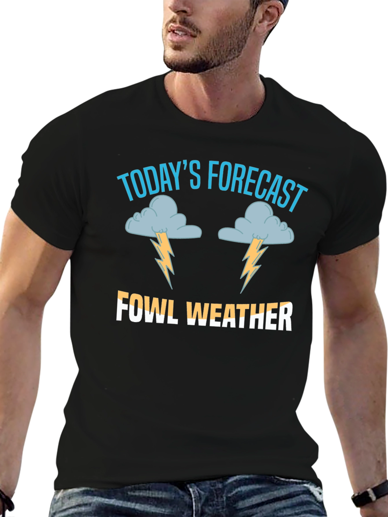 Black Fowl Weather T-Shirt - Funny Weather Forecast Tee view 6