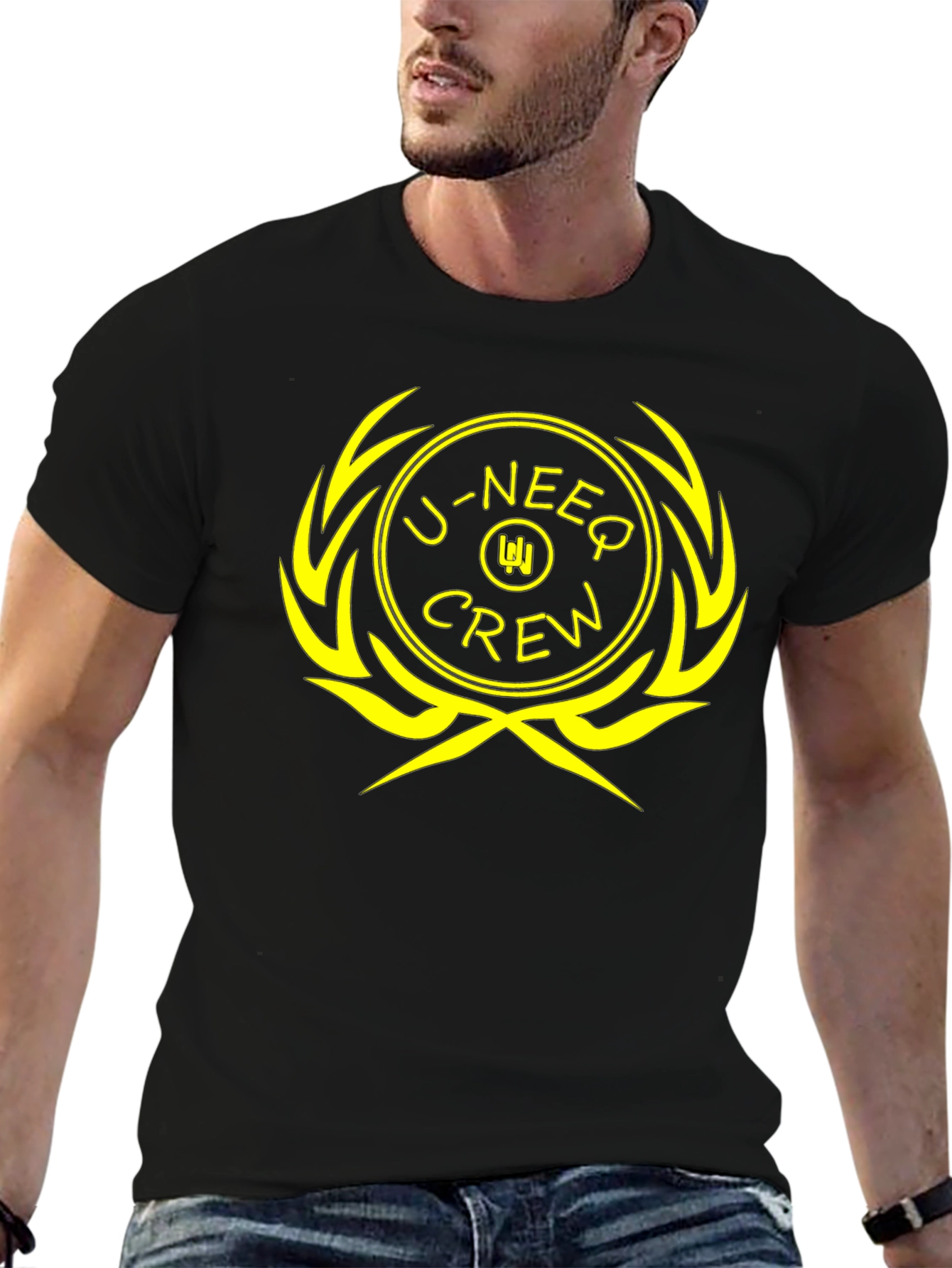 Black U-NEEQ Crew Black Graphic T-Shirt view 6
