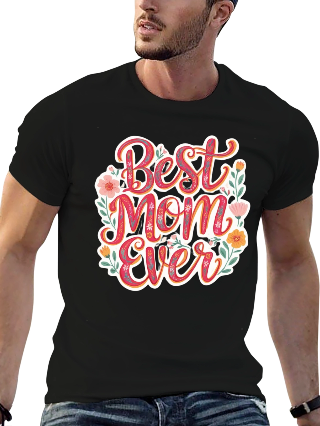 Black Best Mom Ever Floral T-Shirt view 6