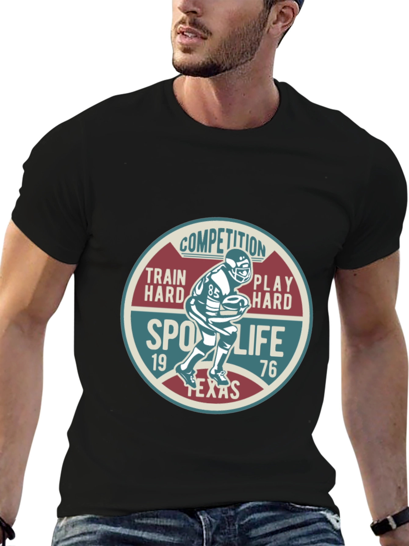 Black Sport Life Graphic T-Shirt - Texas Football view 6