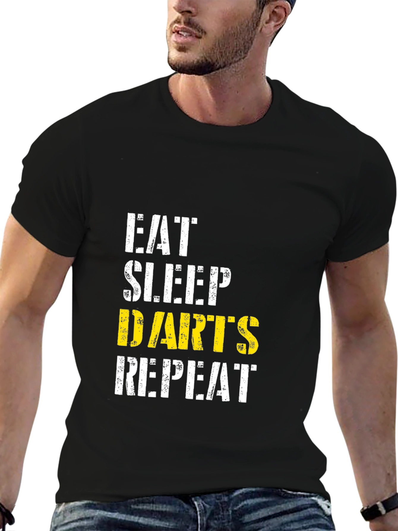 Black Eat Sleep Darts Repeat Black T-Shirt view 6