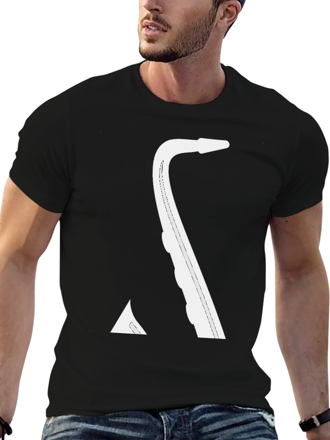 Black Saxophone Graphic T-Shirt - Cool Music Tee view 6